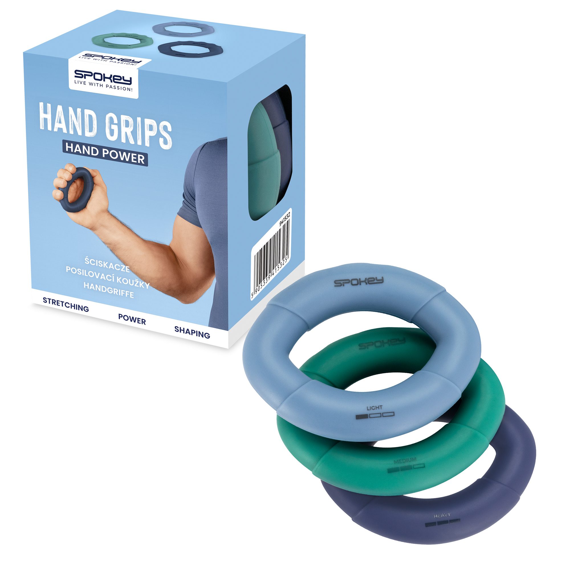 Spokey Hand Power handgrippers set 3 stuks griptraining Spokey Hand Power handgrippers set 3 stuks griptraining