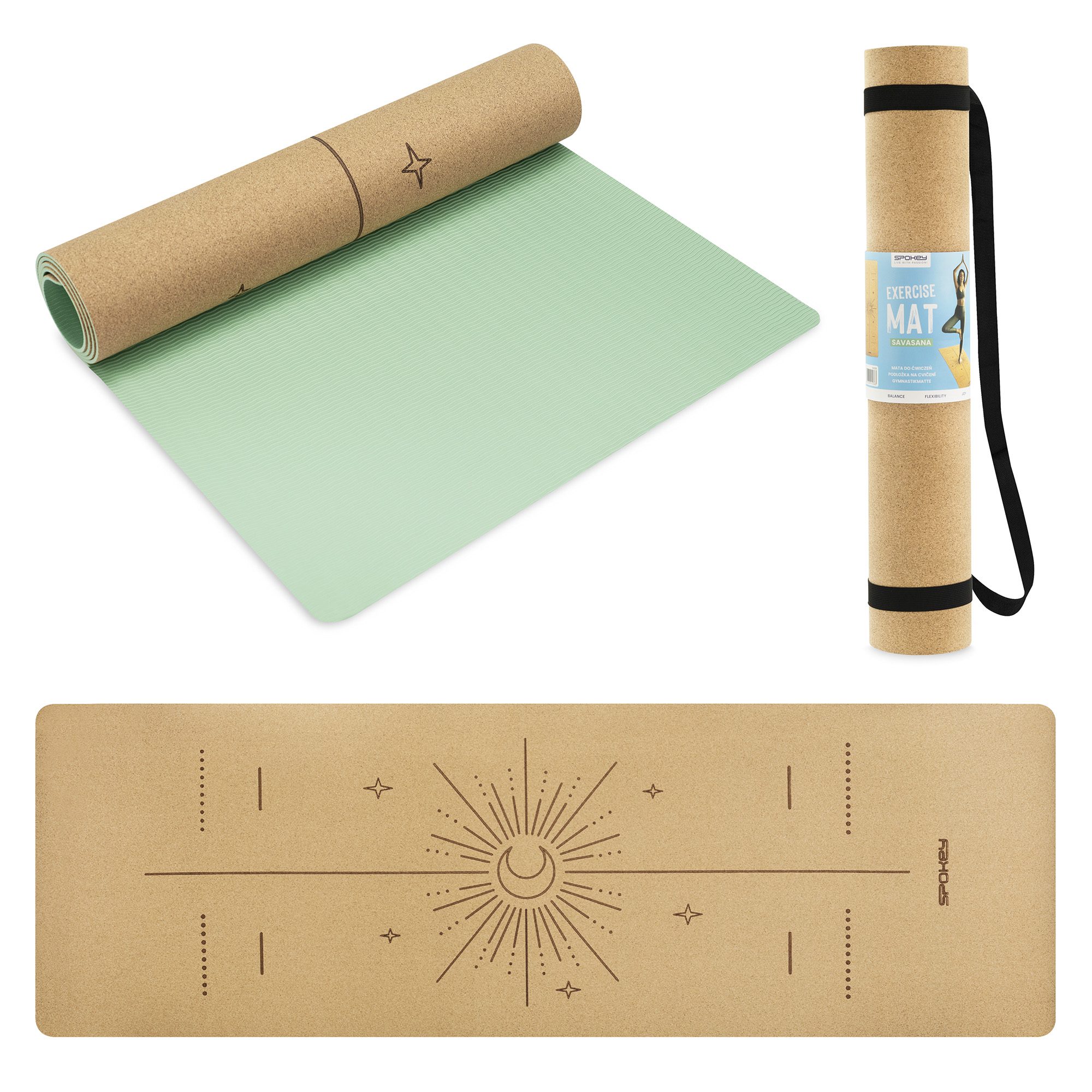 Spokey Savasana Kurken Yogamat Groen 183 x 61 cm Spokey Savasana Kurken Yogamat Groen 183 x 61 cm