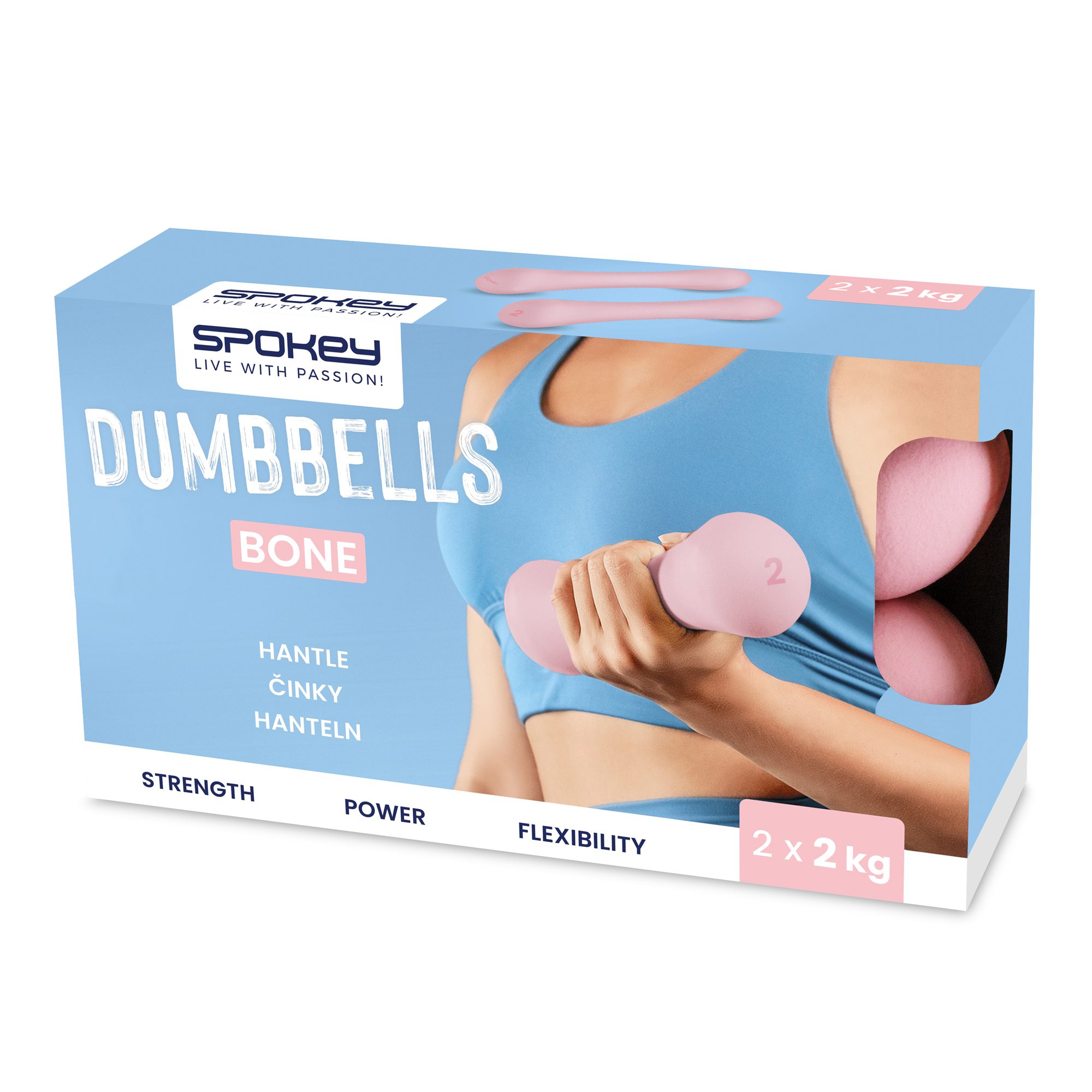 Spokey BONE neopreen dumbbells set 2x2 kg roze Spokey BONE neopreen dumbbells set 2x2 kg roze
