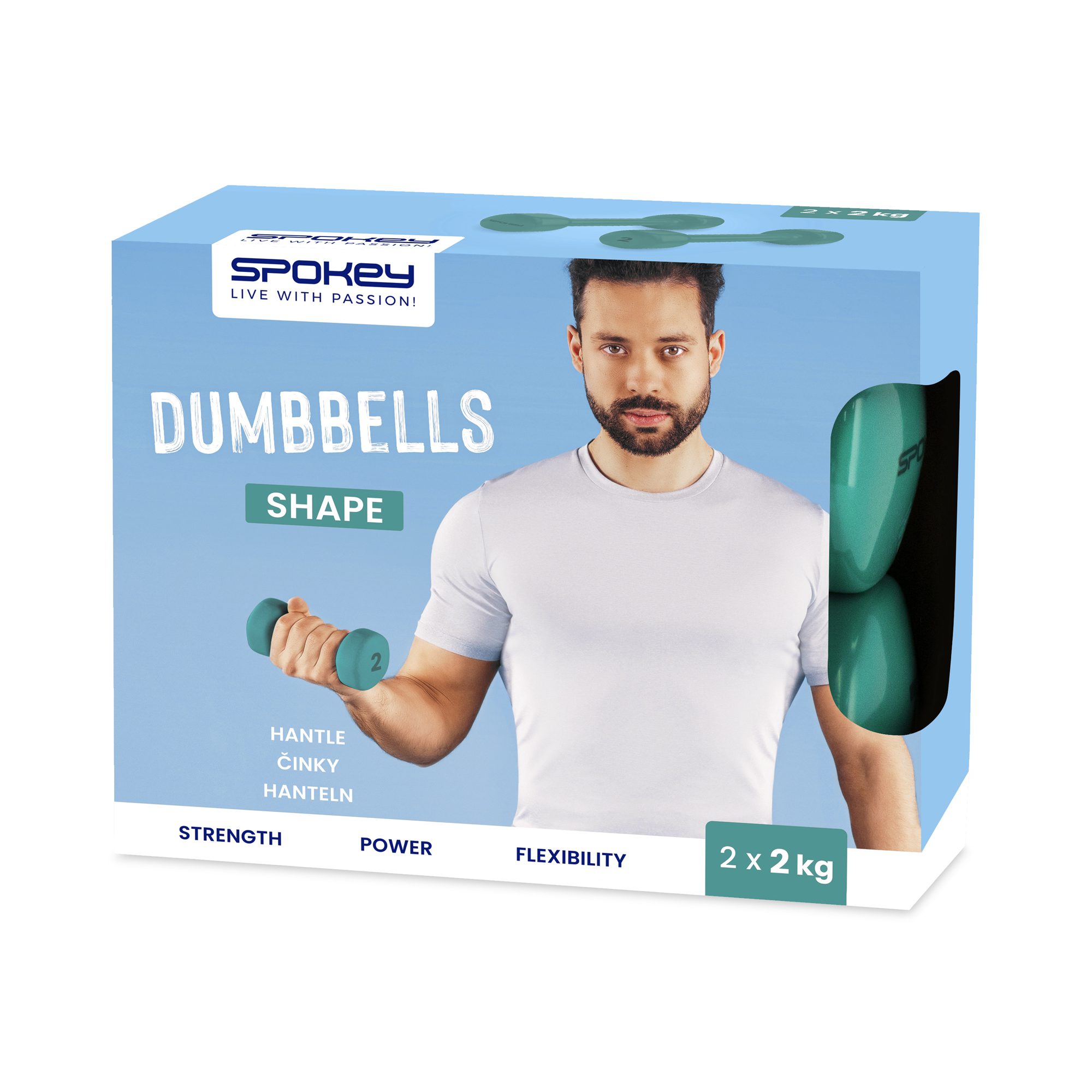 Spokey SHAPE vinyl dumbbell set 2 x 2 kg groen Spokey SHAPE vinyl dumbbell set 2 x 2 kg groen