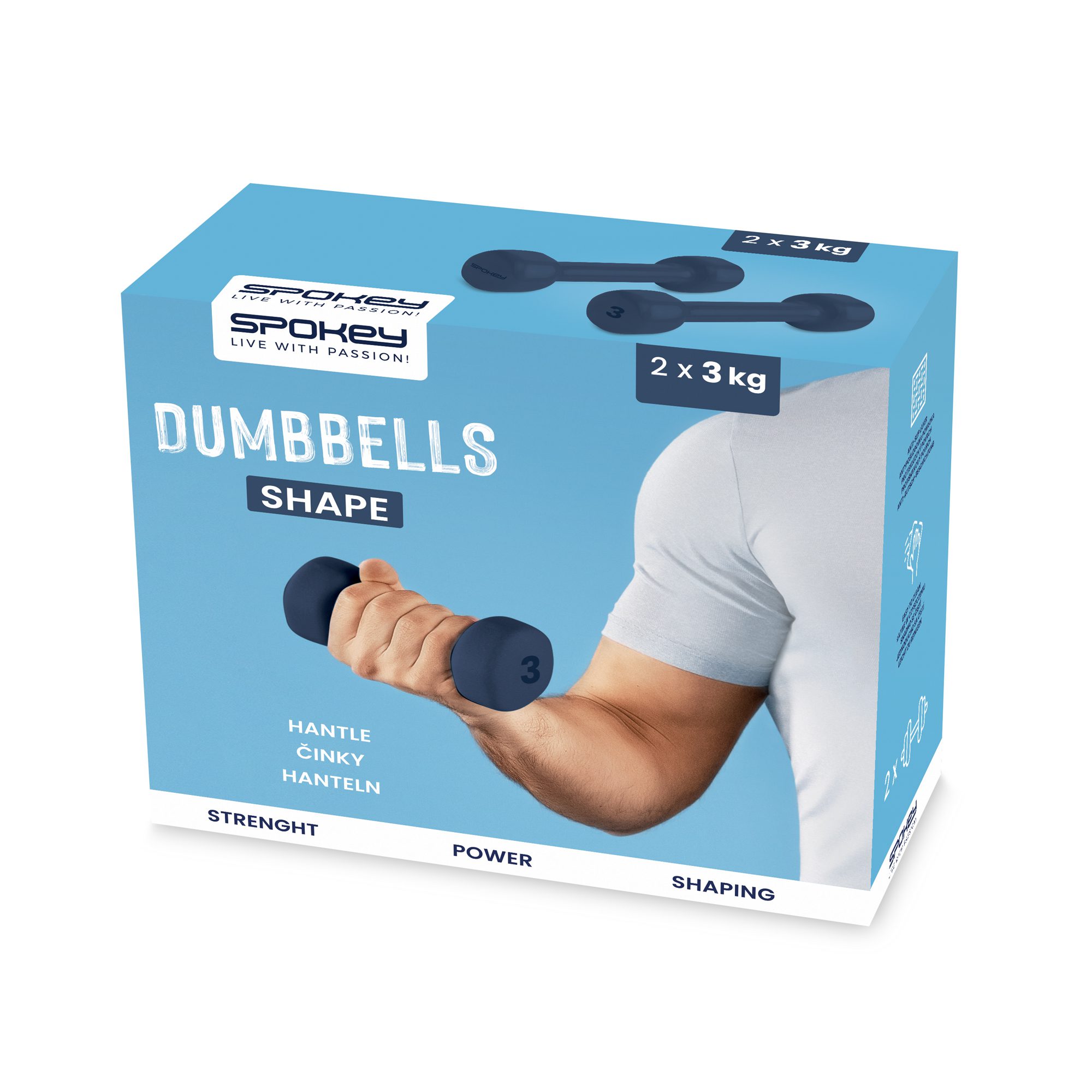 Spokey SHAPE vinyl dumbbells 2 x 3 kg blauw Spokey SHAPE vinyl dumbbells 2 x 3 kg blauw