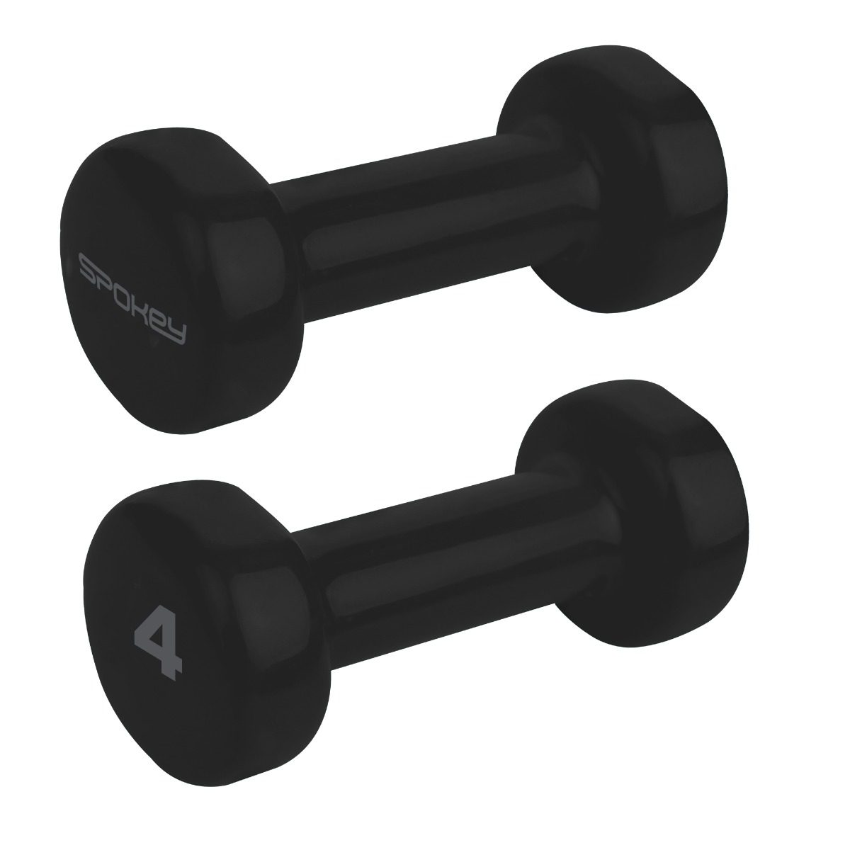 Spokey SHAPE vinyl dumbbells 2 x 4 kg zwart Spokey SHAPE vinyl dumbbells 2 x 4 kg zwart