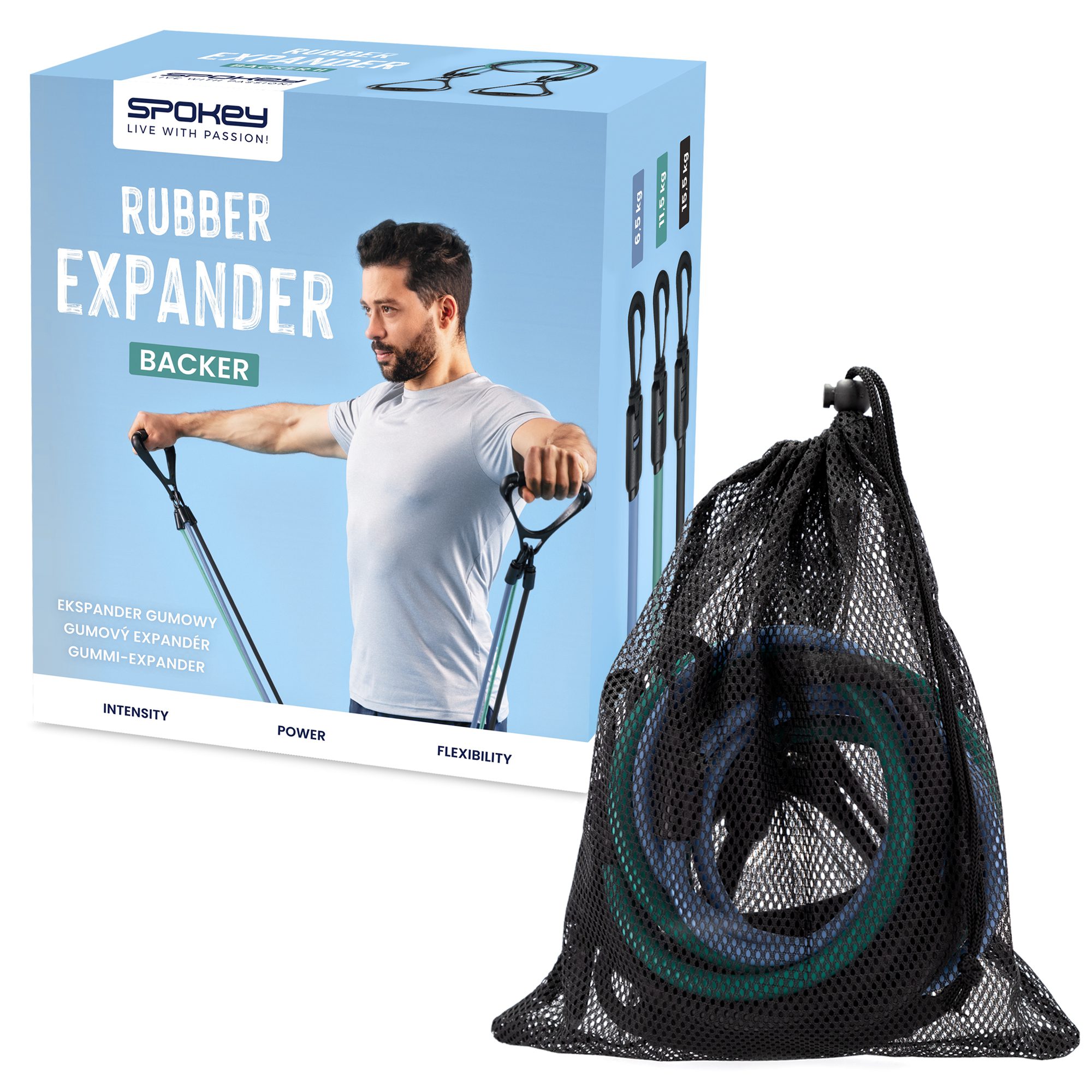 Spokey Backer II expander met vervangbare rubberen banden Spokey Backer II expander met vervangbare rubberen banden