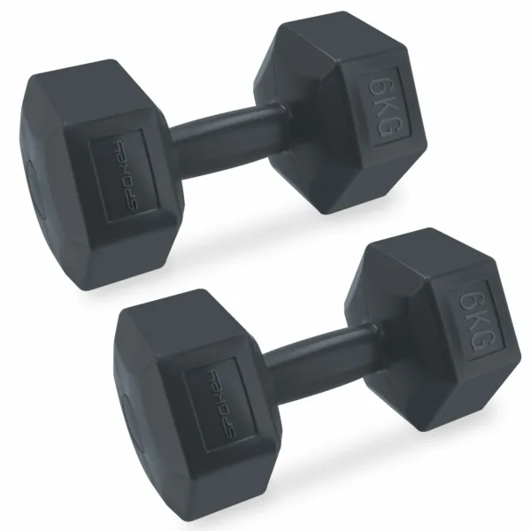Spokey Monster Hexagonale Dumbbell Set 2x 6 kg Zwart