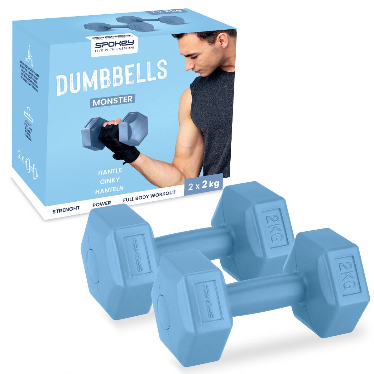 Spokey Monster Hexagonale Dumbbells 2 x 2 kg Blauw Spokey Monster Hexagonale Dumbbells 2 x 2 kg Blauw