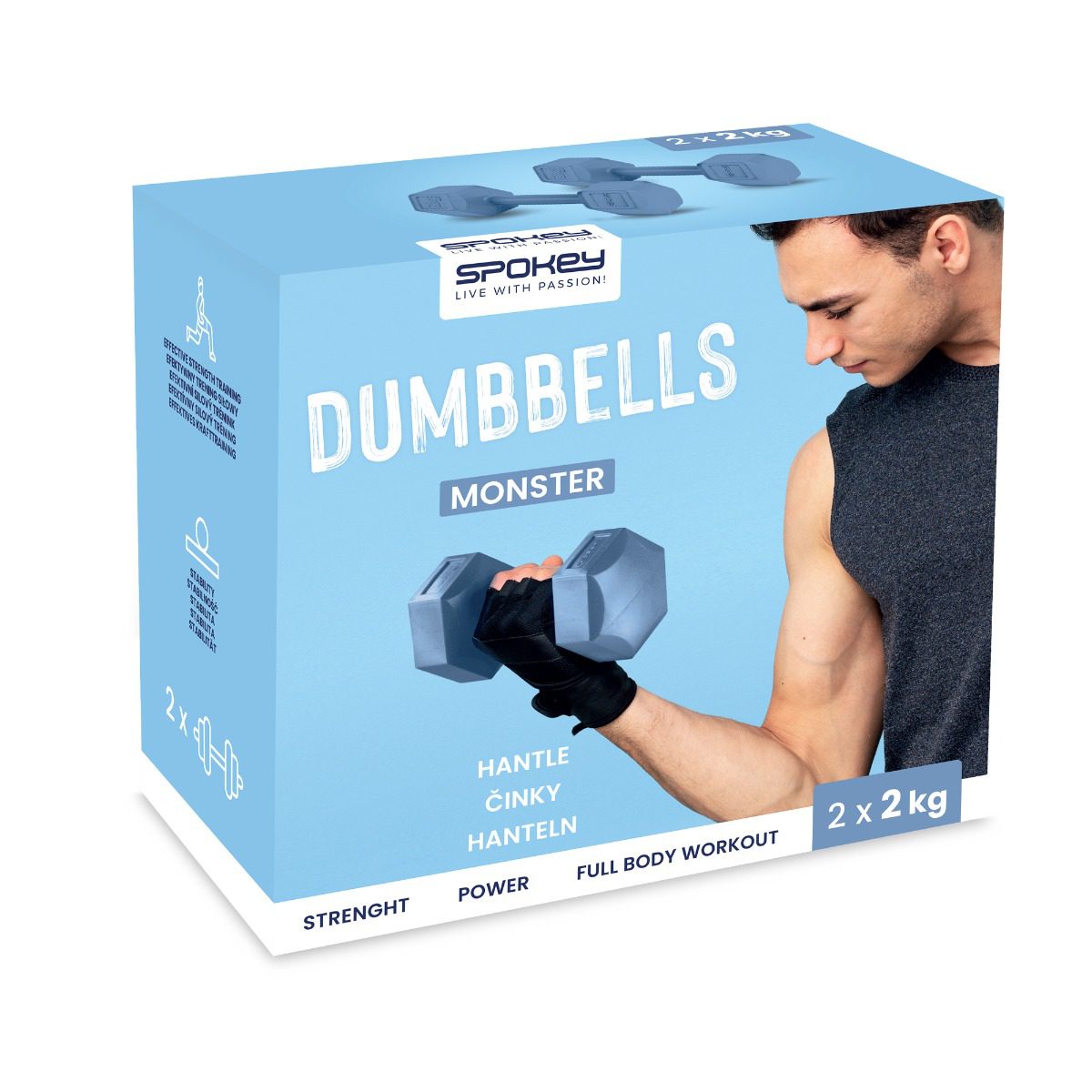 Spokey Monster Hexagonale Dumbbells 2 x 2 kg Blauw Spokey Monster Hexagonale Dumbbells 2 x 2 kg Blauw