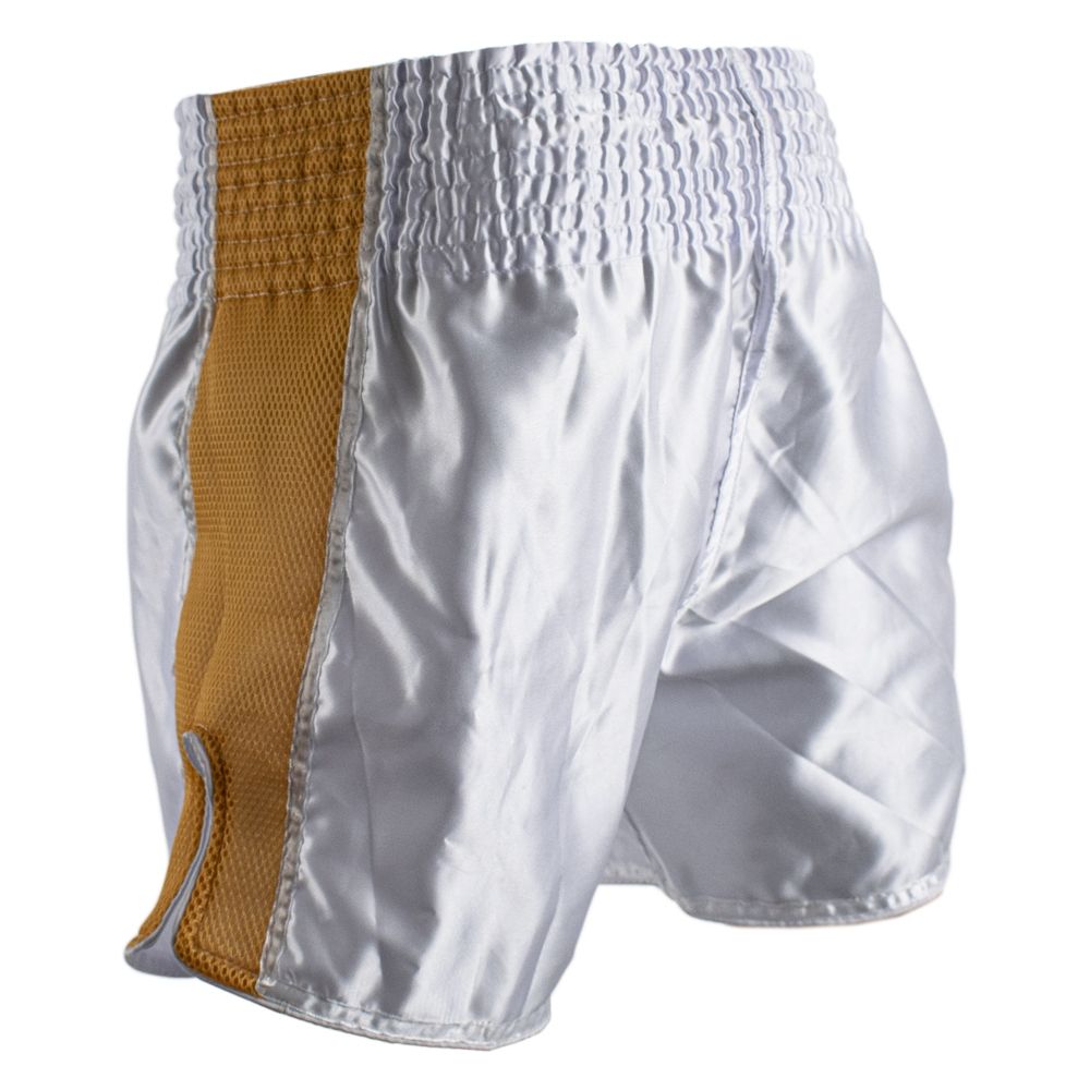 Super Pro Combat Gear Kickboksbroekje - Thai En Kickboksshort Brave - Goud / Wit Super Pro Combat Gear Kickboksbroekje - Thai En Kickboksshort Brave - Goud / Wit