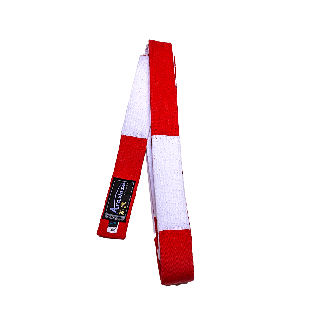 Arawaza Karateband - Master - Rood / Wit (ARABEMWHRE) Arawaza Karateband - Master - Rood / Wit (ARABEMWHRE)