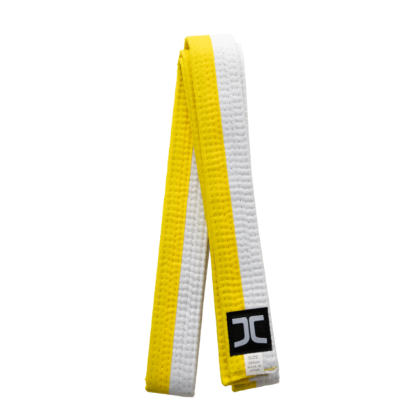 JCalicu Taekwondoband - half Wit half Geel - Wit / Geel (JC-7013H)
