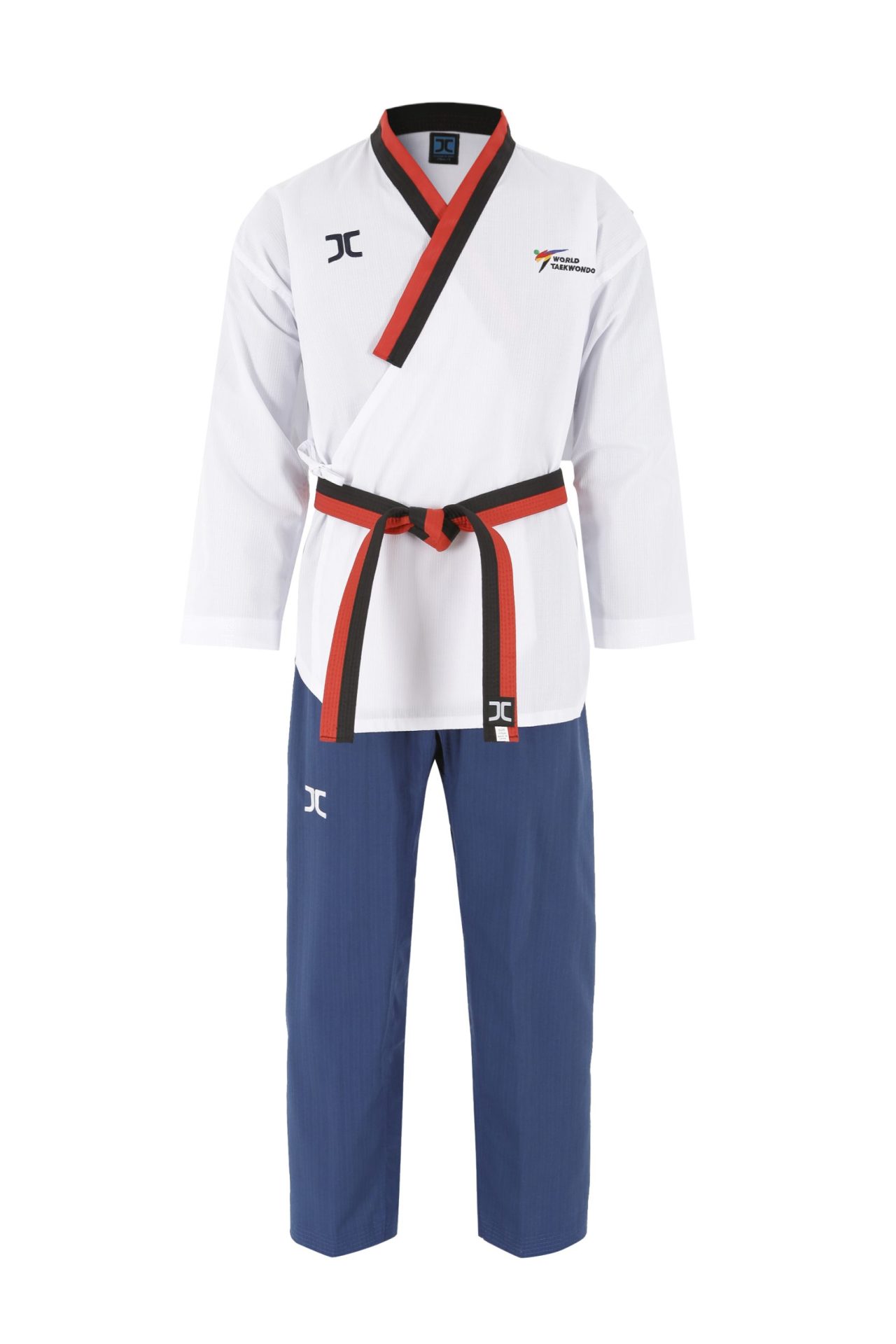 JCalicu Taekwondopak - poomsae taekwondopak poom jongen WT - wit-blauw (JC-T1080)