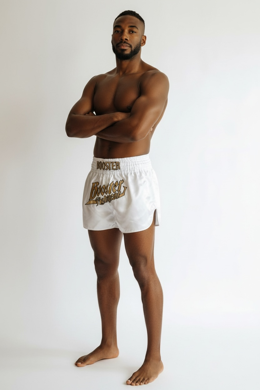 Booster Fight Gear Kickboksbroekje Thunder Wit Goud (TBT THUNDER WH GD)