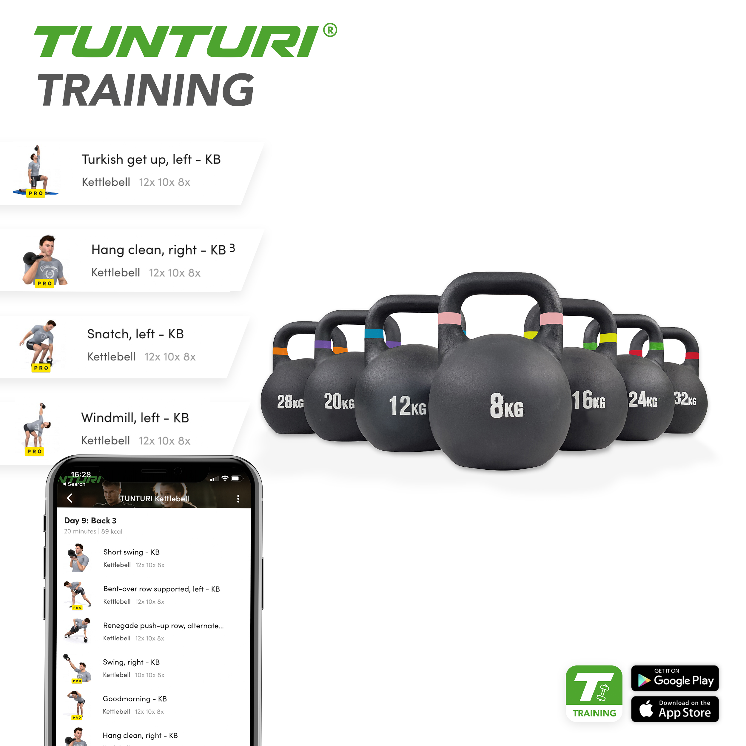 Tunturi Kettlebell - Competition 8kg - Zwart Tunturi Kettlebell - Competition 8kg - Zwart