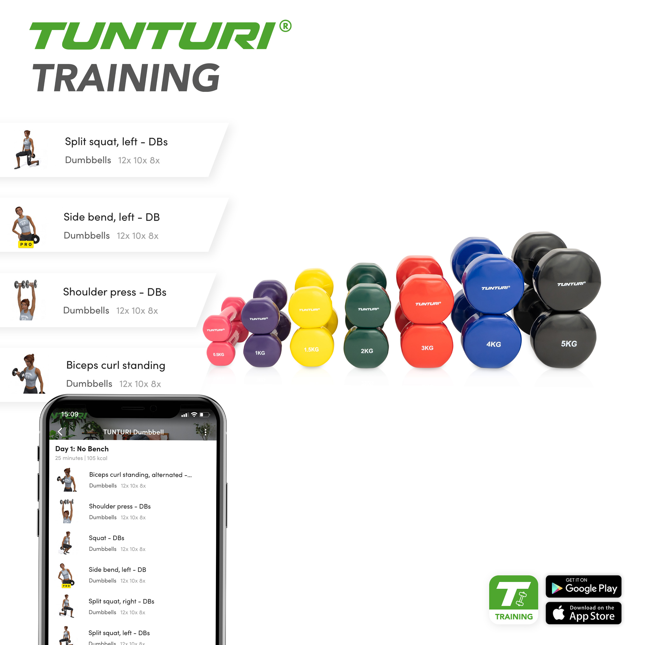 Tunturi Halterstang - Dumbbell Bar 36cm - Zilver Tunturi Halterstang - Dumbbell Bar 36cm - Zilver