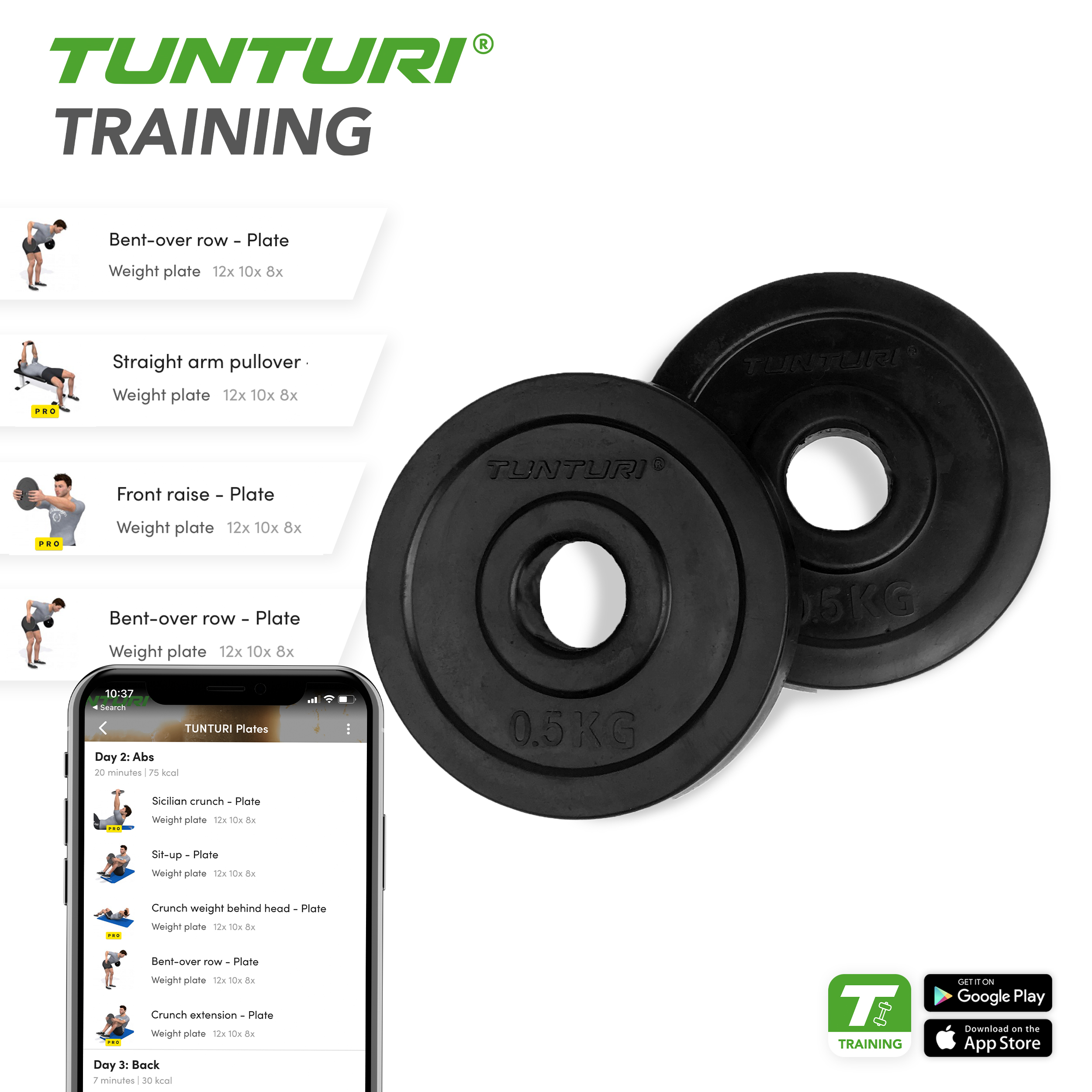 Tunturi Halterschijf - Halter gewichten 0,5kg - Zwart Tunturi Halterschijf - Halter gewichten 0,5kg - Zwart
