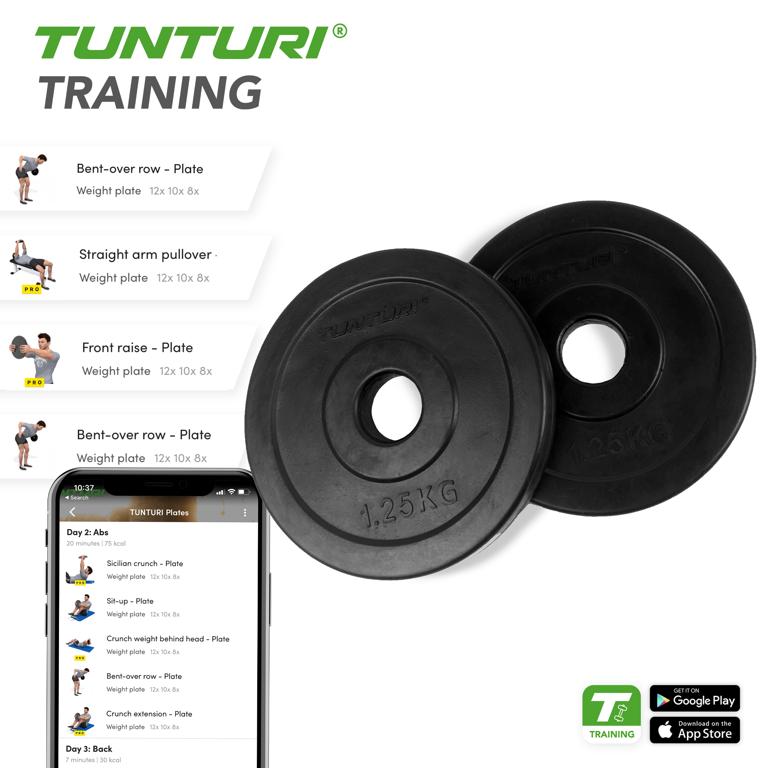 Tunturi Halterschijf - Rubber Plates 1.25kg - 1,25kg - Zwart Tunturi Halterschijf - Rubber Plates 1.25kg - 1,25kg - Zwart