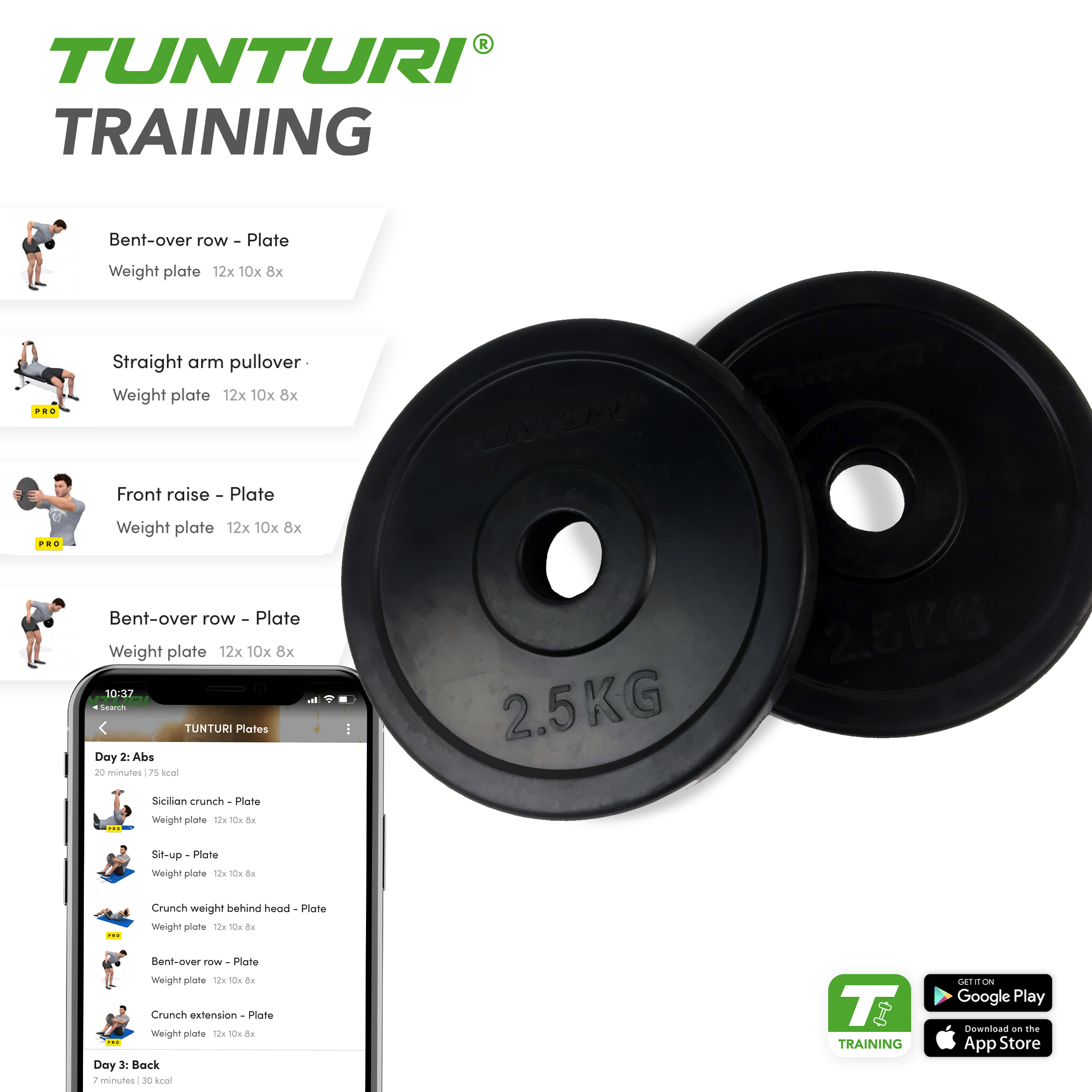 Tunturi Halterschijf - Rubber Plates 2.5kg - 2,50 kg - Zwart Tunturi Halterschijf - Rubber Plates 2.5kg - 2,50 kg - Zwart
