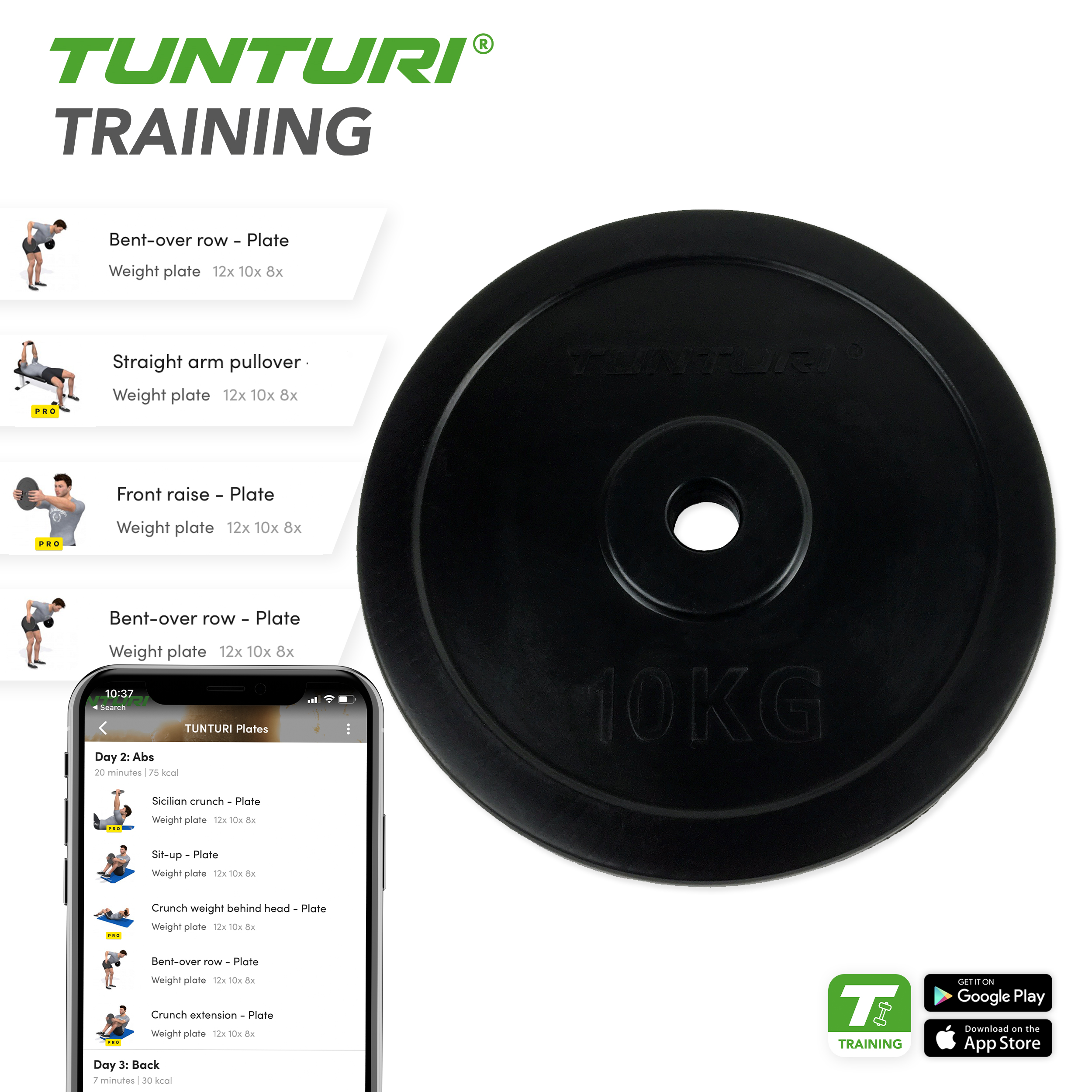 Tunturi Halterschijf - Rubber Plate Single 10kg - Zwart Tunturi Halterschijf - Rubber Plate Single 10kg - Zwart