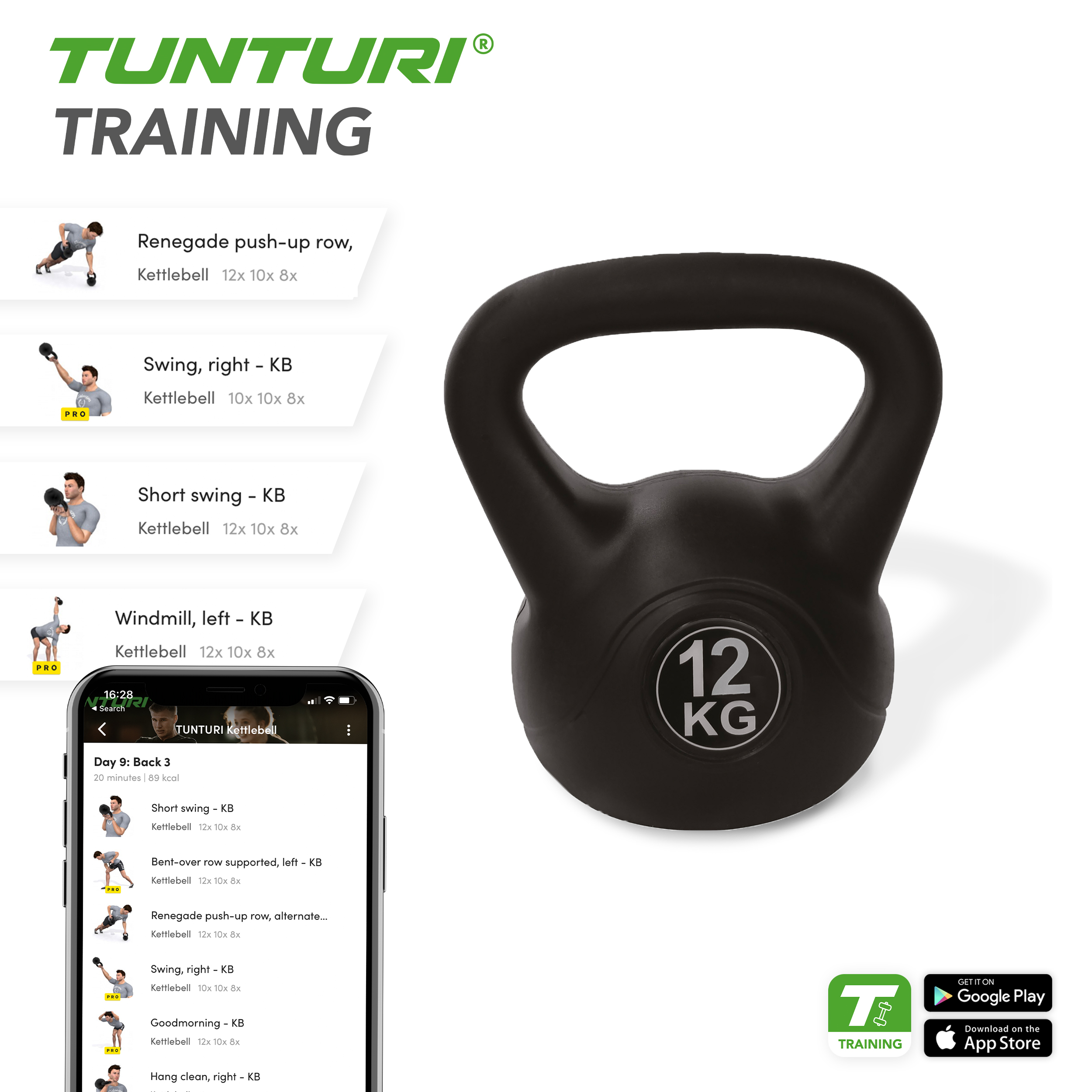 Tunturi Kettlebell - PVC Kettle Bell 12kg - Zwart Tunturi Kettlebell - PVC Kettle Bell 12kg - Zwart