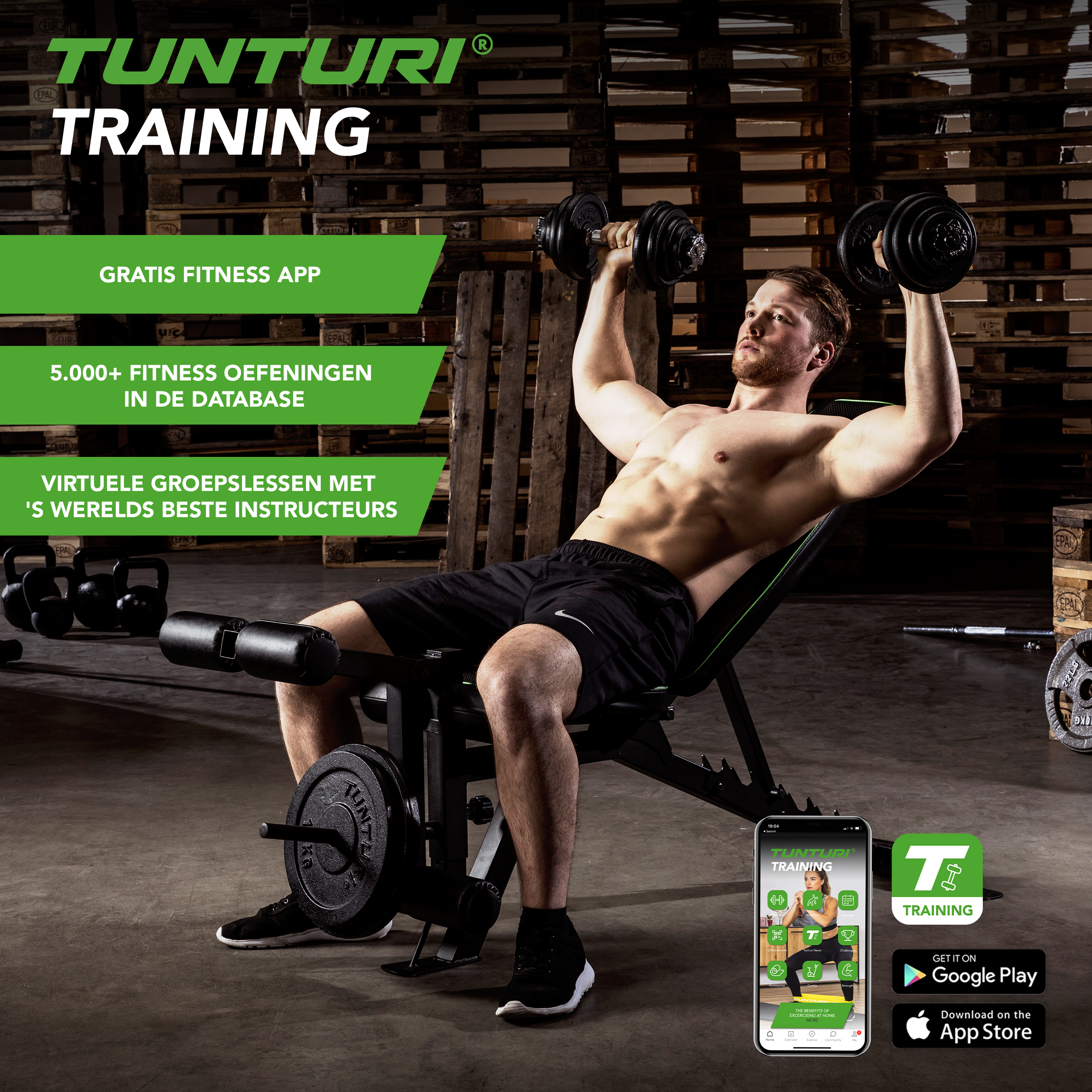 Tunturi Dumbbell - Dumbell Gietijzer totaal 20kg - Zwart Tunturi Dumbbell - Dumbell Gietijzer totaal 20kg - Zwart