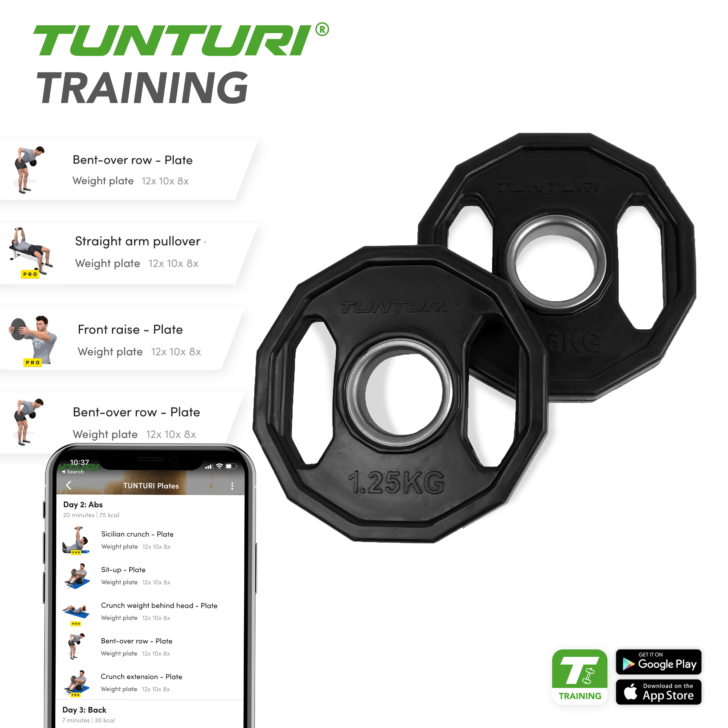 Tunturi Halterschijf - Olympic Rubber Plates 1,25kg - Zwart Tunturi Halterschijf - Olympic Rubber Plates 1,25kg - Zwart