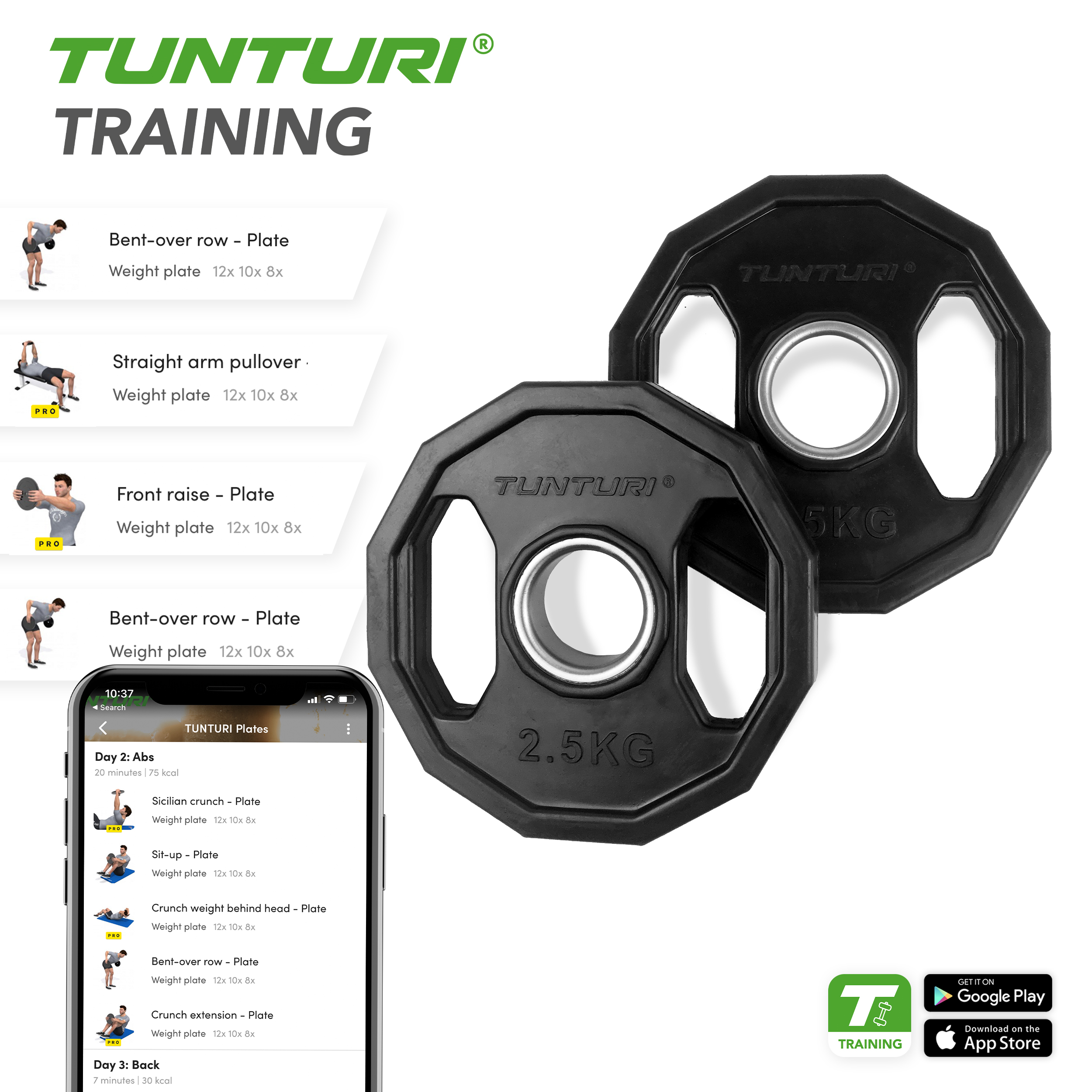 Tunturi Halterschijf - Olympic Rubber Plates 2.5kg - Zwart Tunturi Halterschijf - Olympic Rubber Plates 2.5kg - Zwart