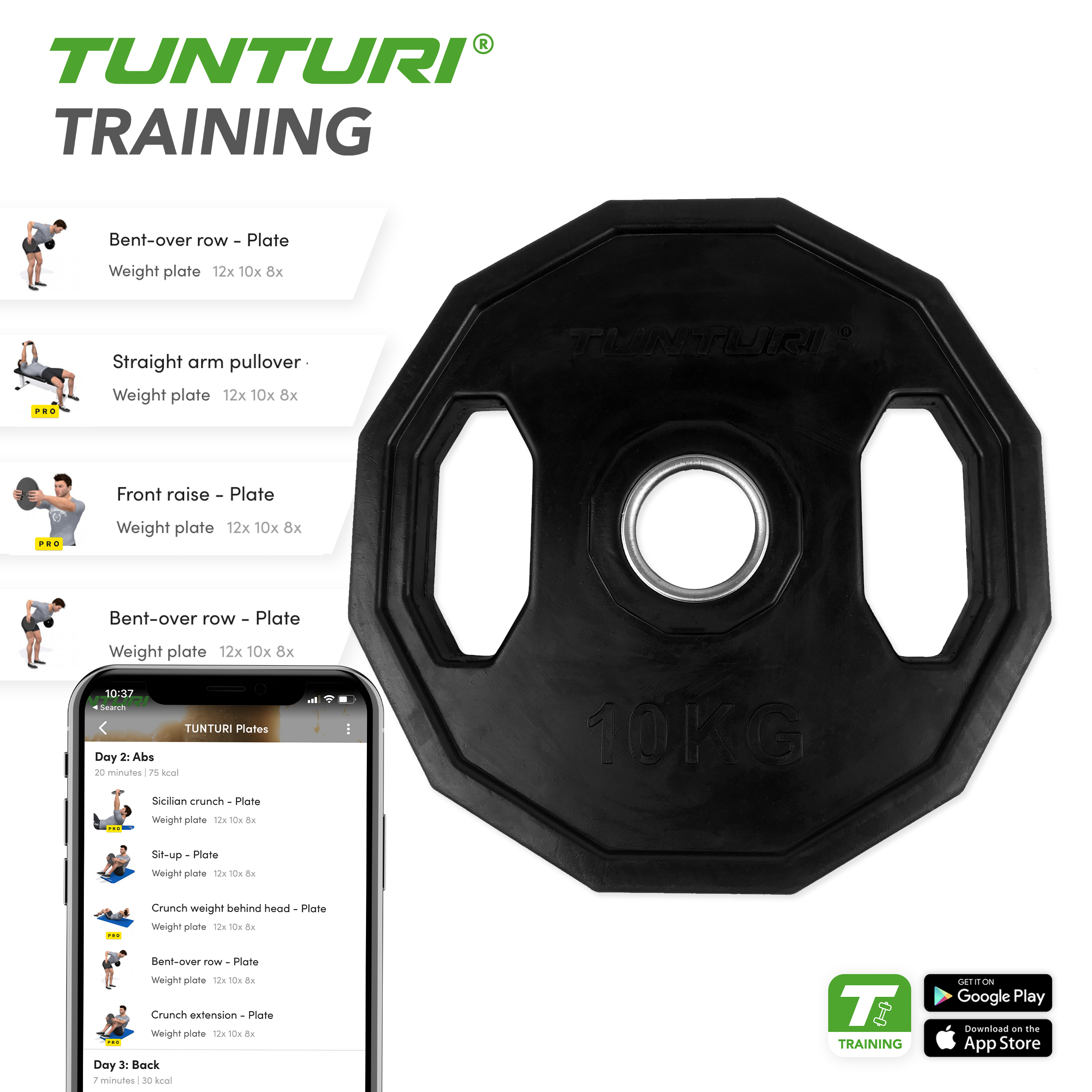 Tunturi Halterschijf - Olympic Rubber Plate 10kg - Zwart Tunturi Halterschijf - Olympic Rubber Plate 10kg - Zwart