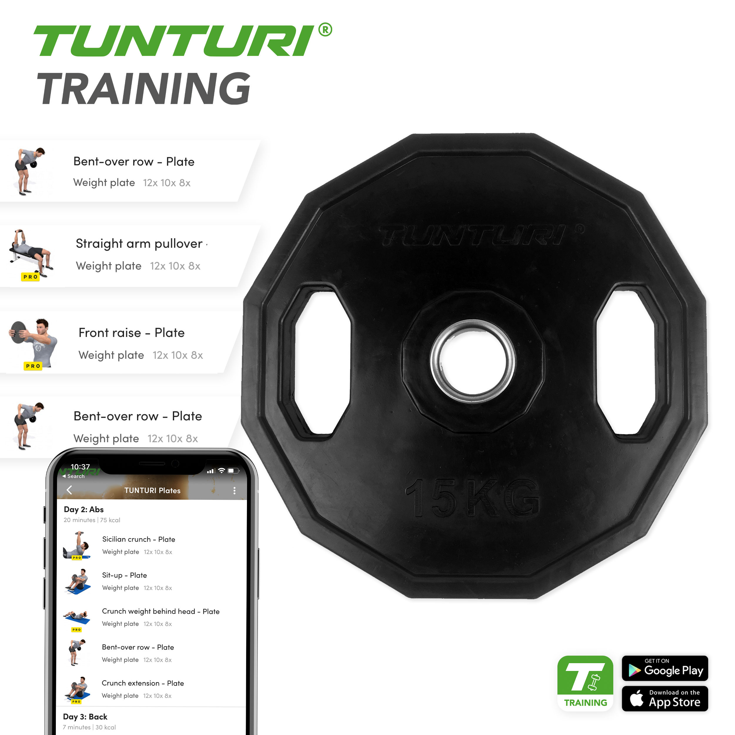 Tunturi Halterschijf - Olympic Rubber Plate 15kg - Zwart Tunturi Halterschijf - Olympic Rubber Plate 15kg - Zwart