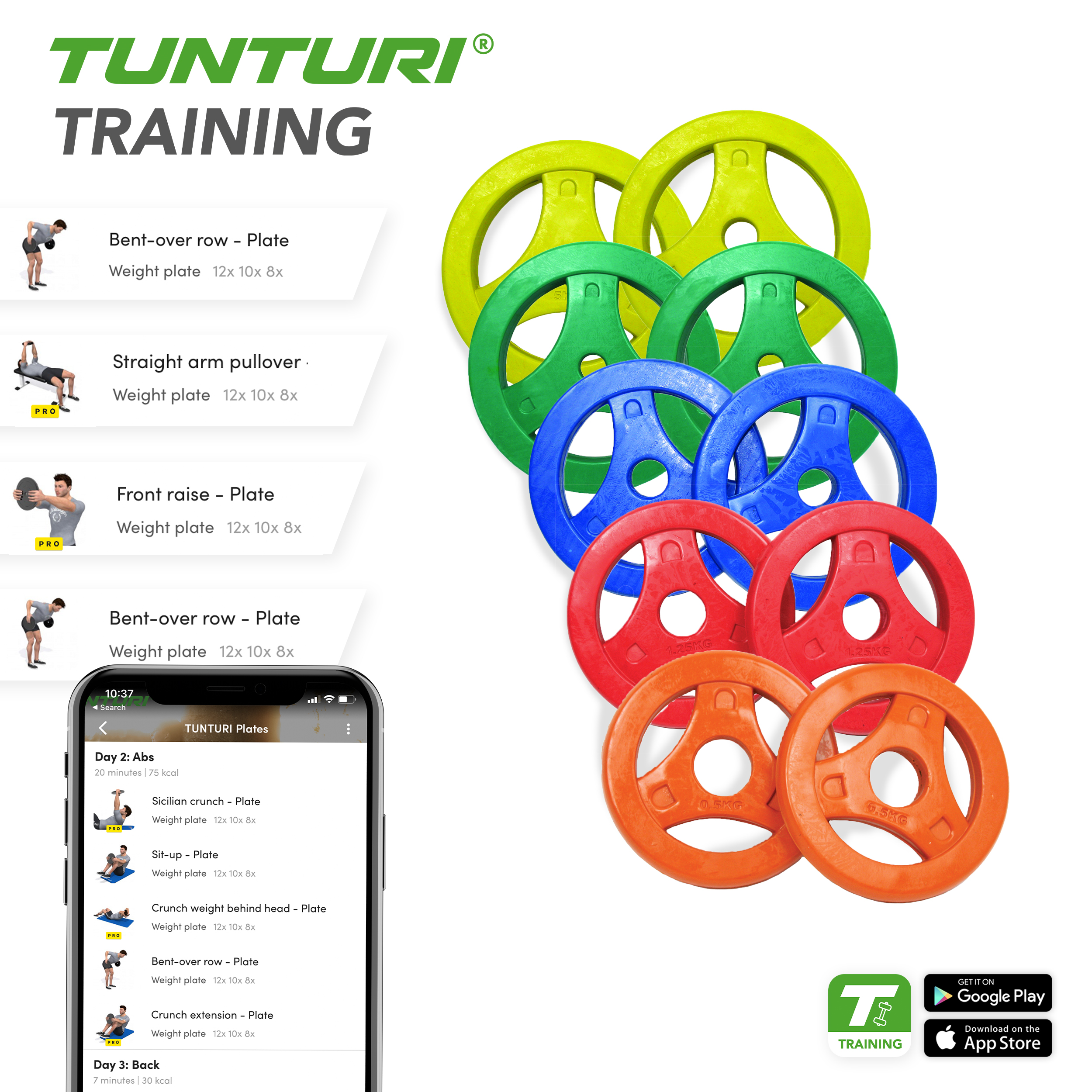 Tunturi Halterschijf - Aerobic Plates Rubber 0.5kg - Oranje Tunturi Halterschijf - Aerobic Plates Rubber 0.5kg - Oranje