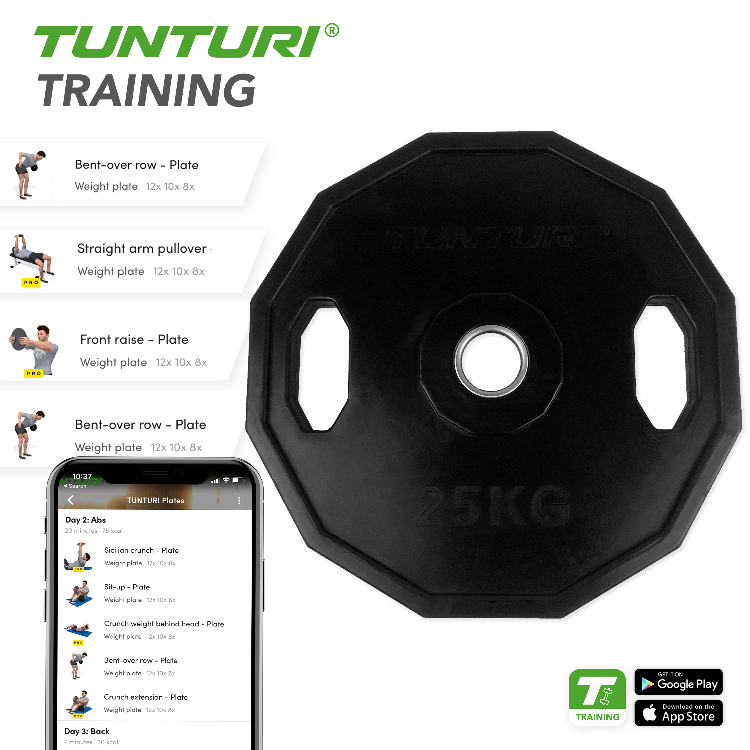 Tunturi Halterschijf - Olympic Rubber Plate Single 25kg - Zwart Tunturi Halterschijf - Olympic Rubber Plate Single 25kg - Zwart