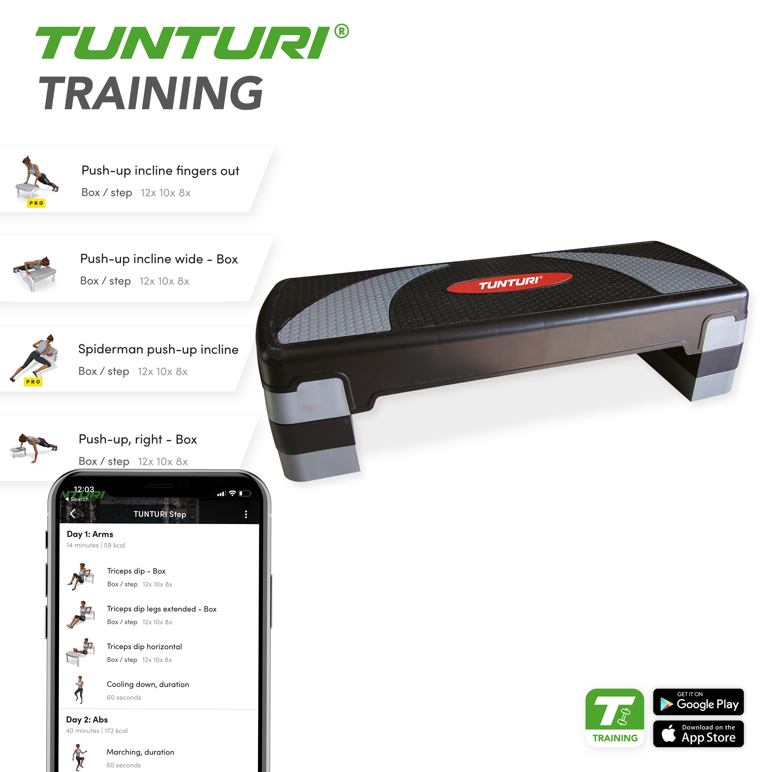 Tunturi Step - Aerobic Step Compact - Zwart Tunturi Step - Aerobic Step Compact - Zwart
