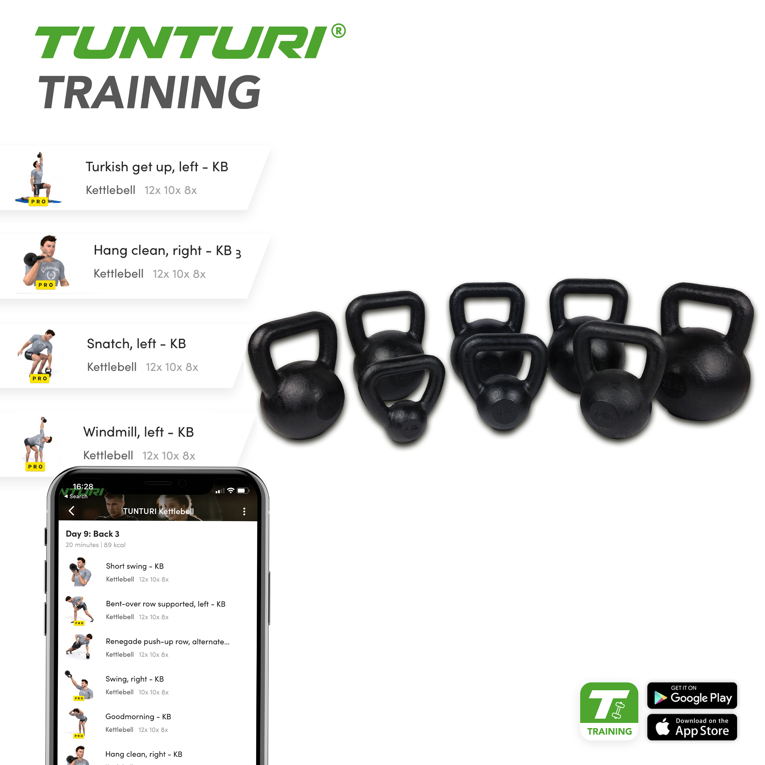 Tunturi Kettlebell - Black 12kg - Zwart Tunturi Kettlebell - Black 12kg - Zwart