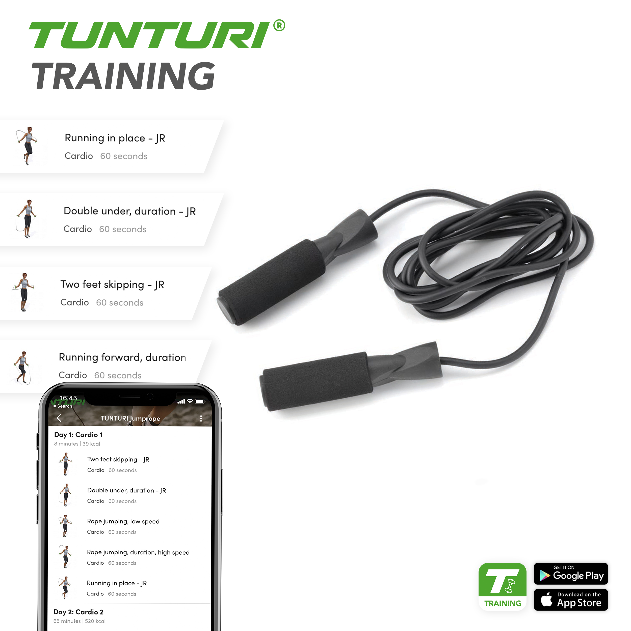 Tunturi Springtouw - Speed Tube - Zwart Tunturi Springtouw - Speed Tube - Zwart