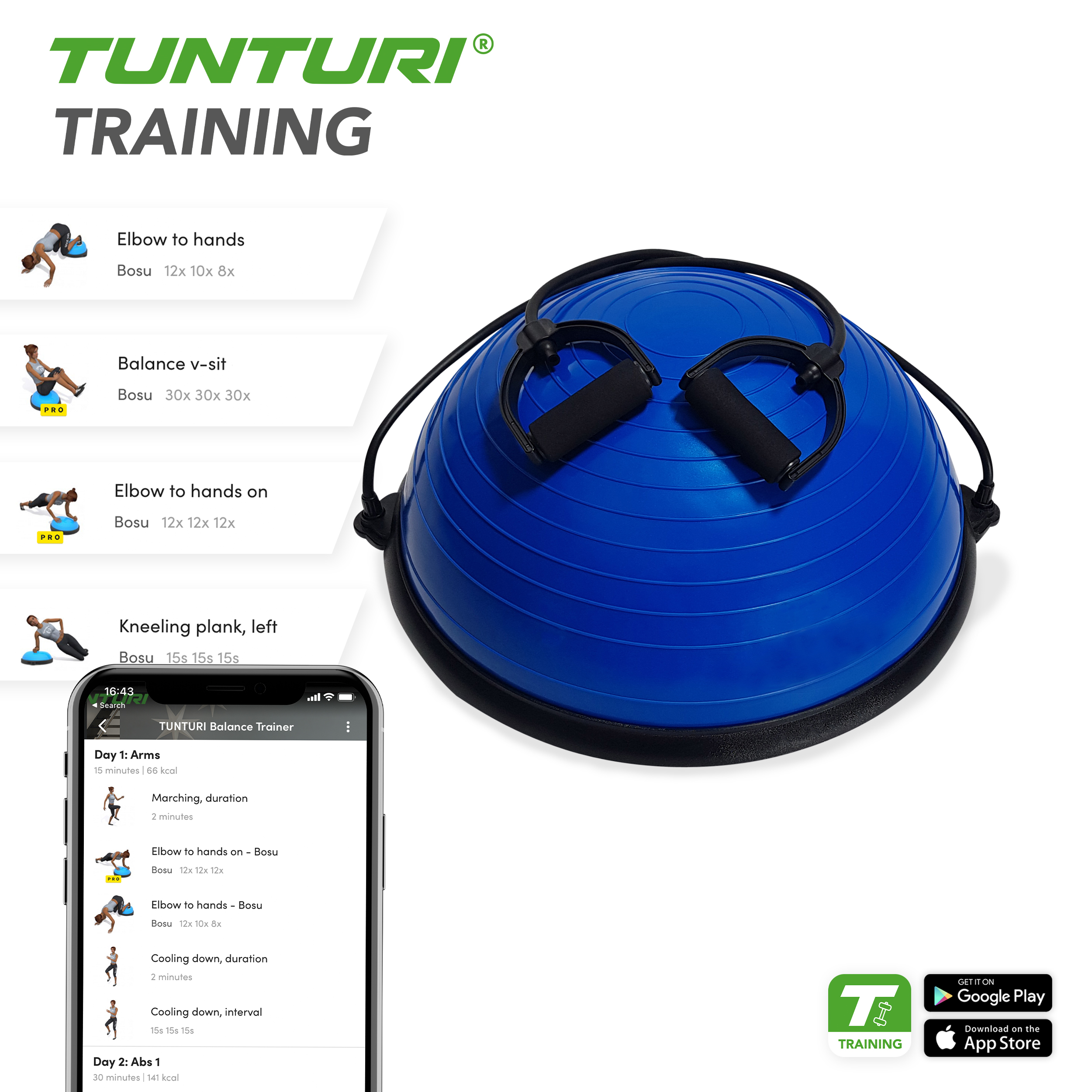 Tunturi Nieuw - Balance Trainer Incl Tubings - Blauw Tunturi Nieuw - Balance Trainer Incl Tubings - Blauw