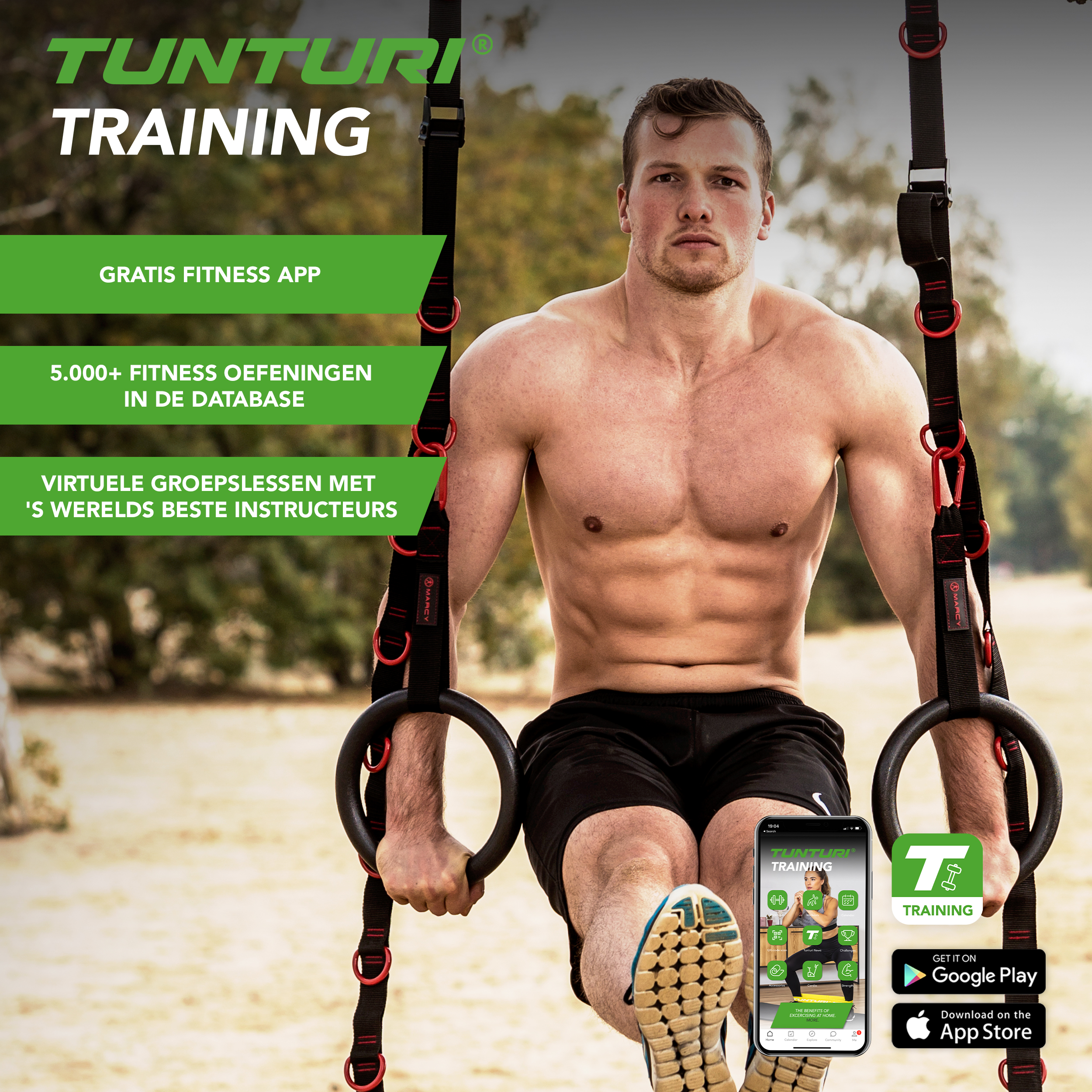 Tunturi Sling Trainer - Suspension Trainer - Zwart Tunturi Sling Trainer - Suspension Trainer - Zwart