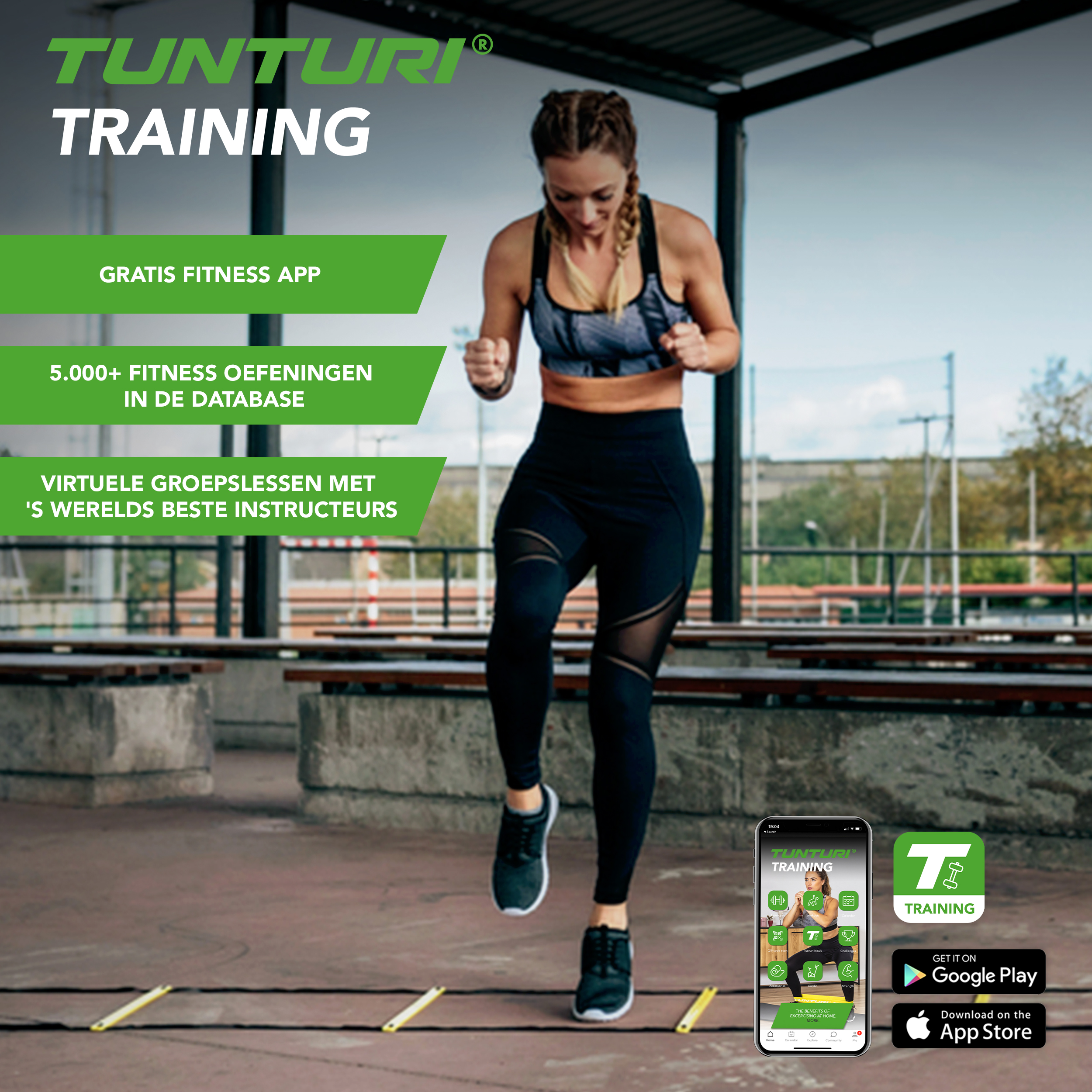 Tunturi Nieuw - Agility Ladder 4.5m - Zwart Tunturi Nieuw - Agility Ladder 4.5m - Zwart