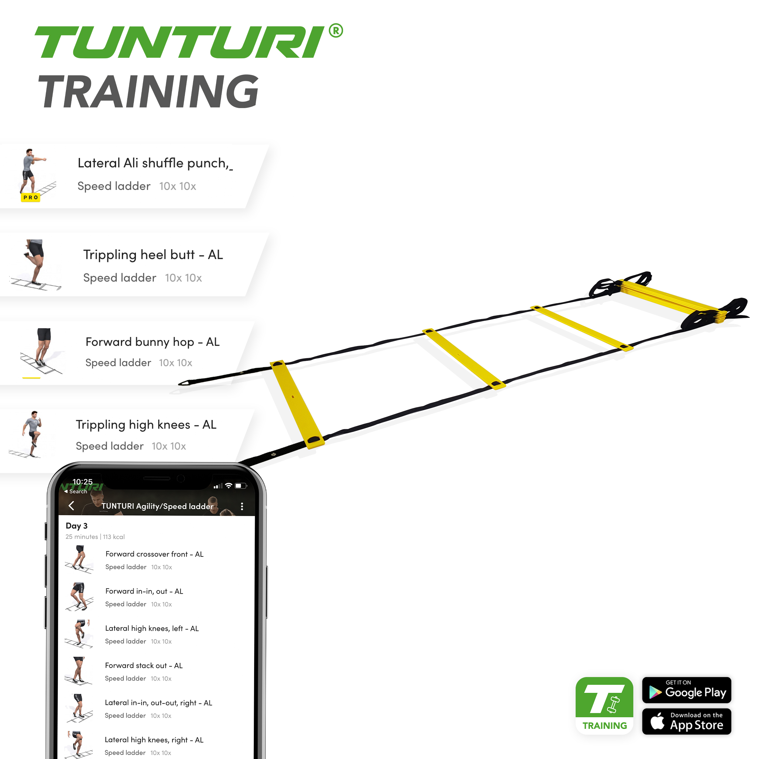 Tunturi Nieuw - Agility Ladder 4.5m - Zwart Tunturi Nieuw - Agility Ladder 4.5m - Zwart