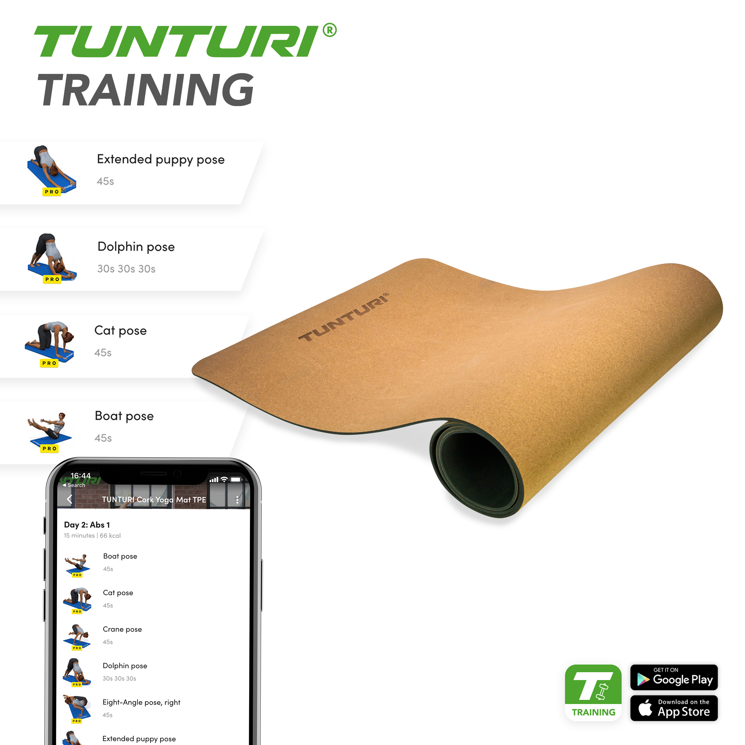 Tunturi Yoga Mat - Cork TPE Yoga Mat 183 cm - Antraciet Tunturi Yoga Mat - Cork TPE Yoga Mat 183 cm - Antraciet