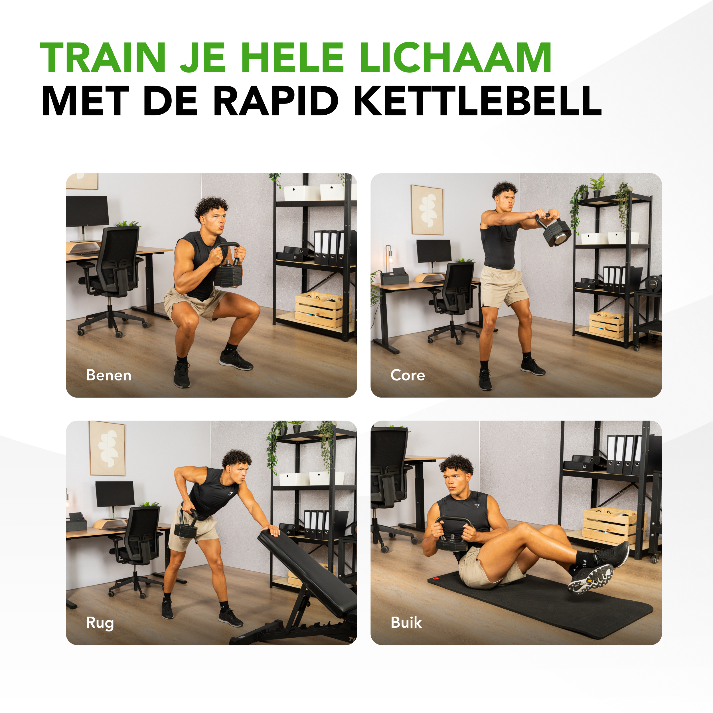 Tunturi Kettlebell - Rapid Adjustable Kettlebell Set 19,5kg - Zwart Tunturi Kettlebell - Rapid Adjustable Kettlebell Set 19,5kg - Zwart