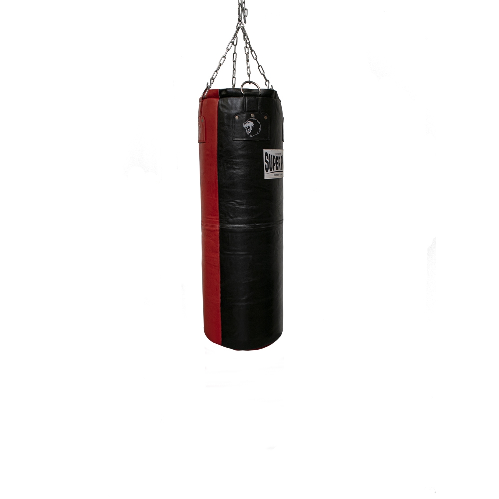 Super Pro Combat Gear Bokszak - Leather Punch Bag Split - Rood / Zwart Super Pro Combat Gear Bokszak - Leather Punch Bag Split - Rood / Zwart