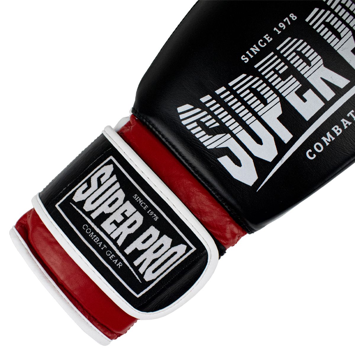 Super Pro Combat Gear Bokshandschoen - Leather Thai Gloves - Rood / Zwart / Wit Super Pro Combat Gear Bokshandschoen - Leather Thai Gloves - Rood / Zwart / Wit