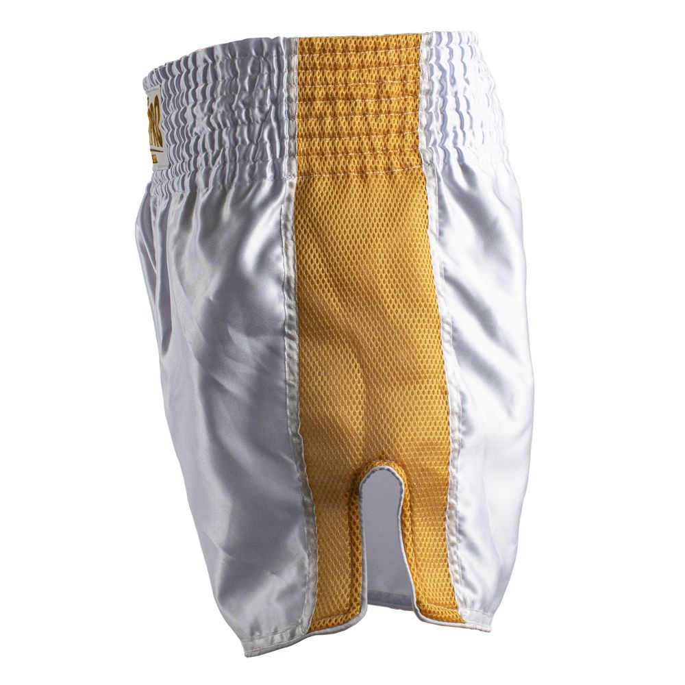 Super Pro Combat Gear Kickboksbroekje - Thai En Kickboksshort Brave - Goud / Wit Super Pro Combat Gear Kickboksbroekje - Thai En Kickboksshort Brave - Goud / Wit