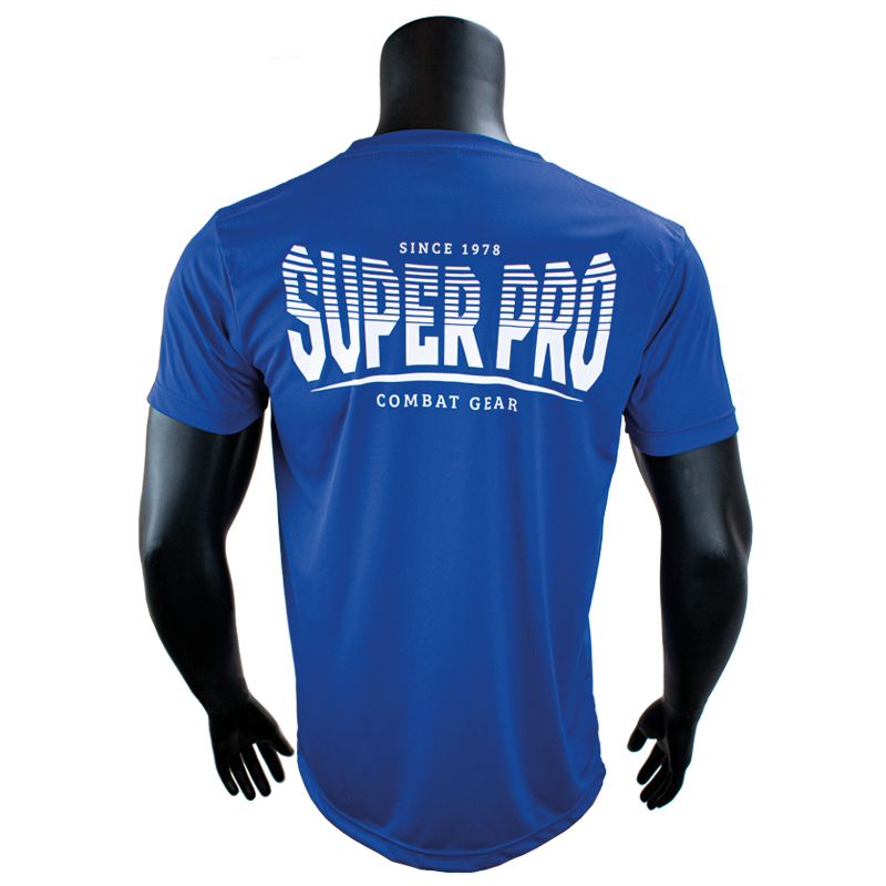 Super Pro Combat Gear Sportkleding - Dryfit T-shirt Stripes S - Blauw / Wit Super Pro Combat Gear Sportkleding - Dryfit T-shirt Stripes S - Blauw / Wit