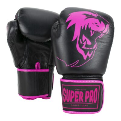 Super Pro Combat Gear Bokshandschoen – Warrior Lederen – Roze / Zwart<!-- 968961 Super Pro -->