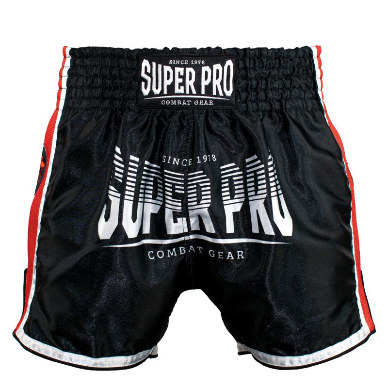 Super Pro Combat Gear short - Thai Short Stripes - Rood / Zwart / Wit Super Pro Combat Gear short - Thai Short Stripes - Rood / Zwart / Wit