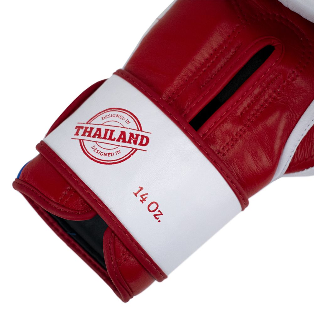 Super Pro Combat Gear Bokshandschoen - Leather Thai Gloves Stripes - Rood / Blauw / Wit Super Pro Combat Gear Bokshandschoen - Leather Thai Gloves Stripes - Rood / Blauw / Wit