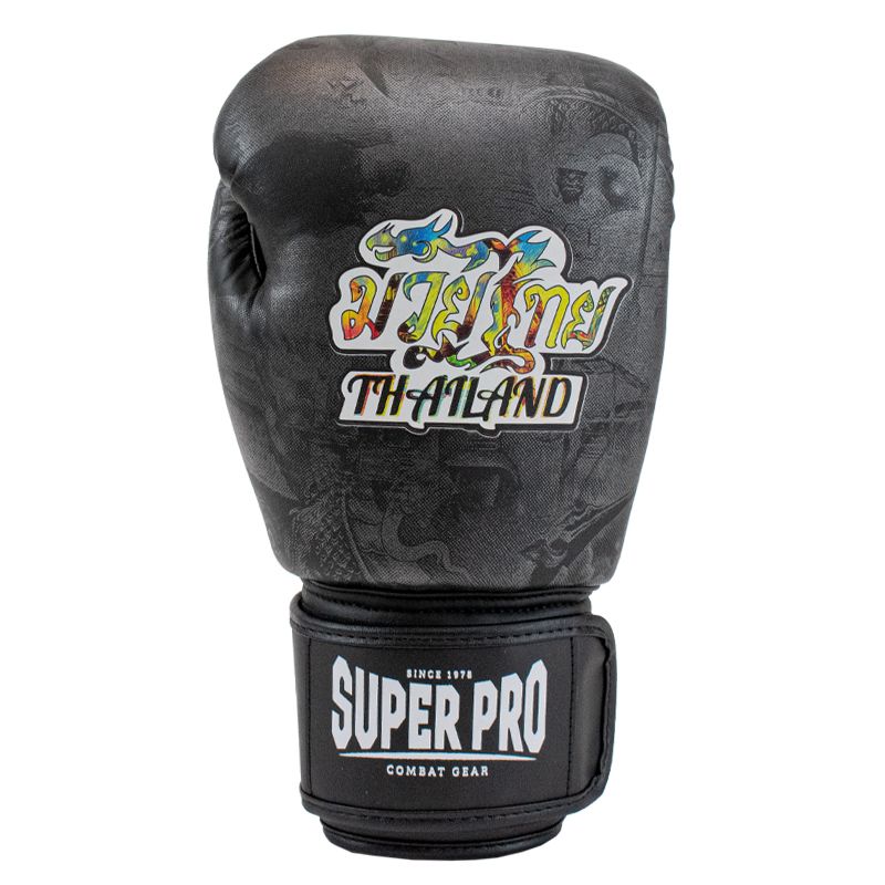 Super Pro Combat Gear Bokshandschoen - Thaibokshandschoenen Leder Pattaya Made In Thailand - Zwart / Geel Super Pro Combat Gear Bokshandschoen - Thaibokshandschoenen Leder Pattaya Made In Thailand - Zwart / Geel