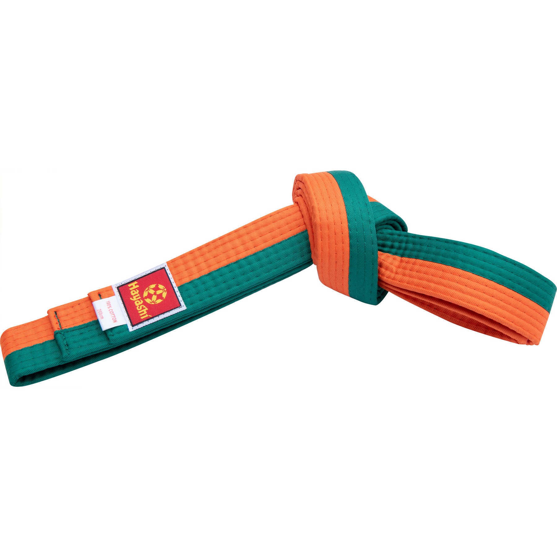 Hayashi Budoband - Band voor Judo, Karate en Taekwondo - Oranje / Groen Hayashi Budoband - Band voor Judo, Karate en Taekwondo - Oranje / Groen