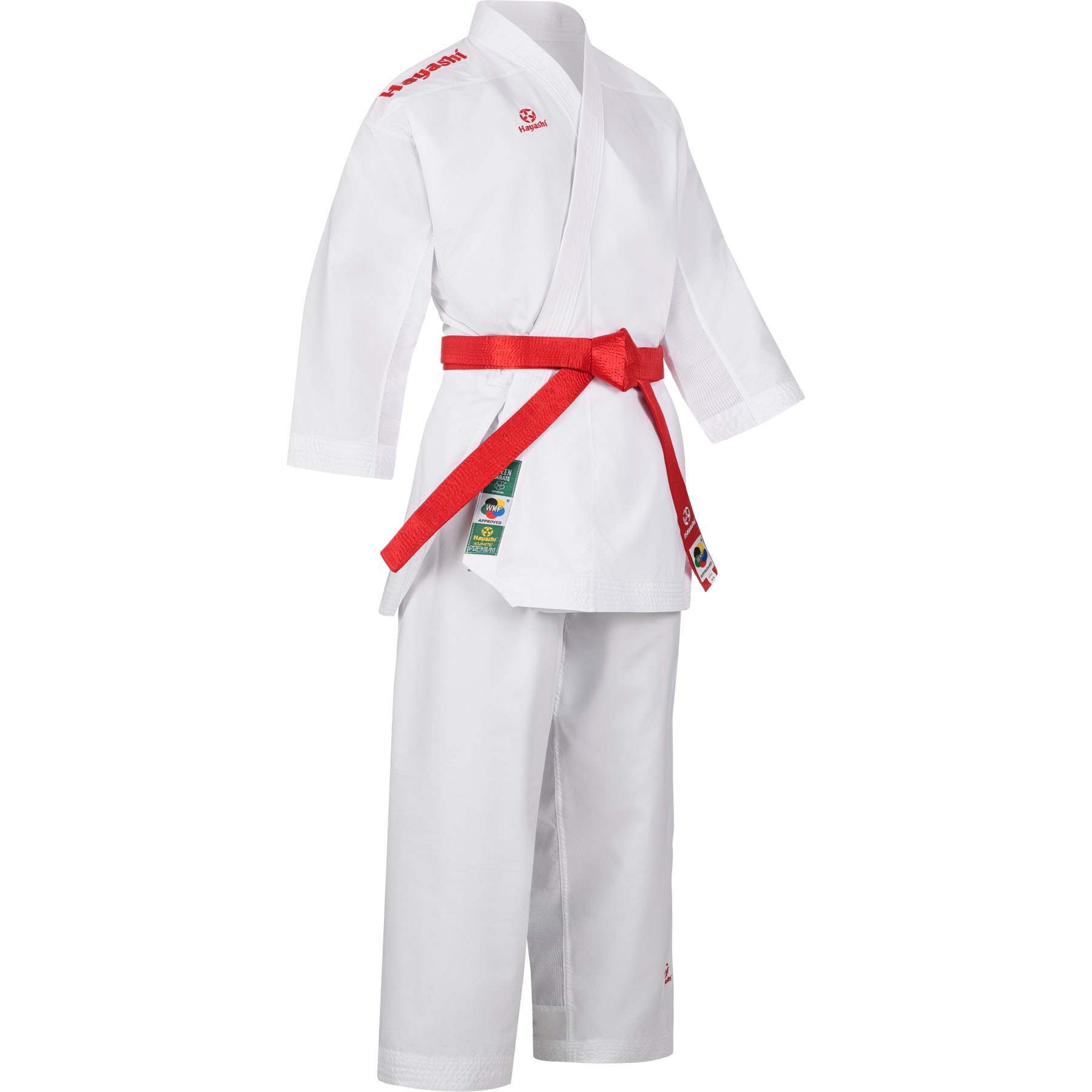 Hayashi Karatepak - Premium Kumite WKF Approved - Wit / Rood Hayashi Karatepak - Premium Kumite WKF Approved - Wit / Rood