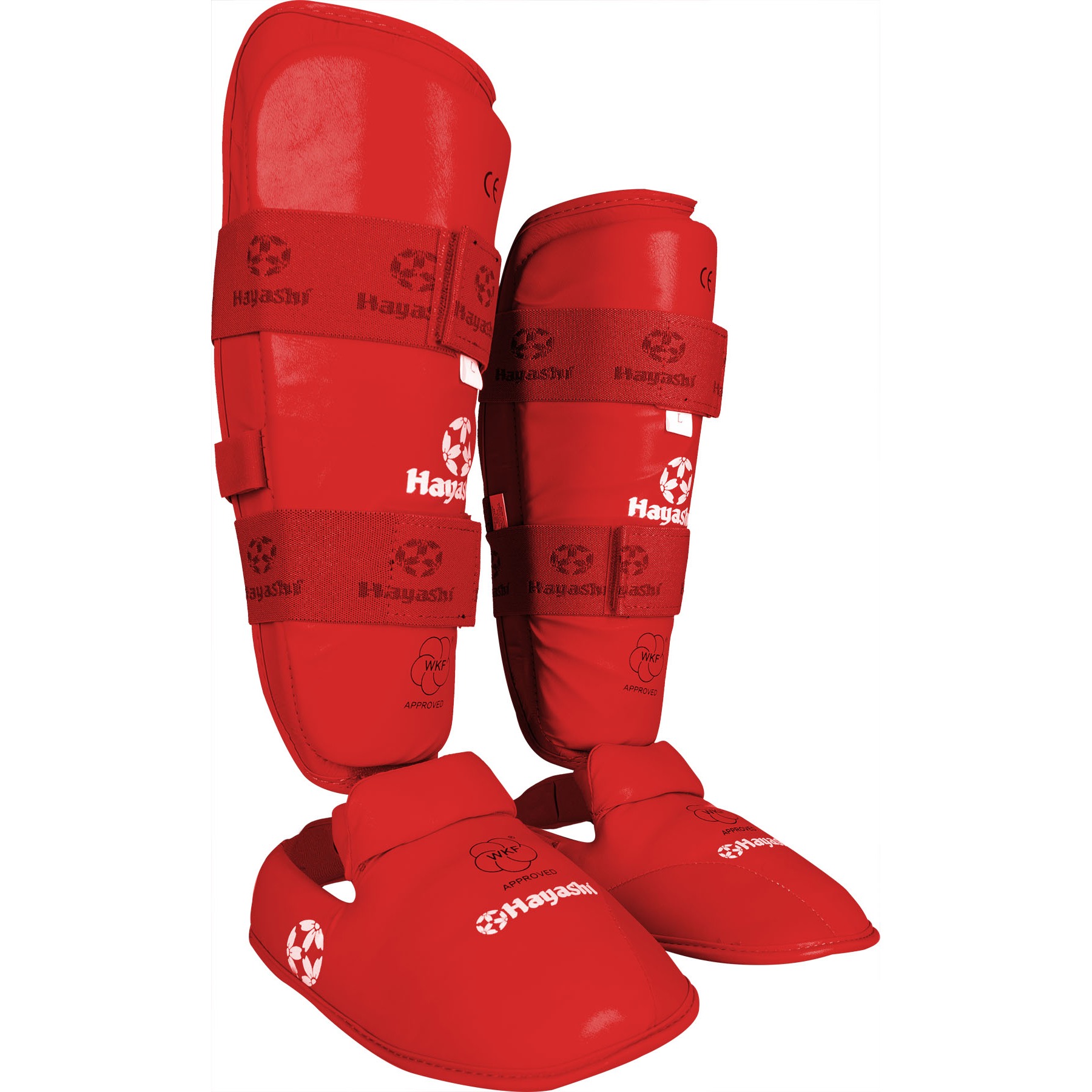 Hayashi Scheen- en wreefbeschermer - Karate Shin and Instep Guard WKF Approved - Rood Hayashi Scheen- en wreefbeschermer - Karate Shin and Instep Guard WKF Approved - Rood