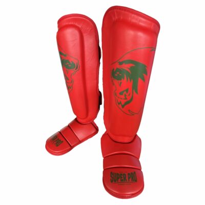 Super Pro Combat Gear Scheenbeschermer - Nations Maroc kids PU - Rood / Groen